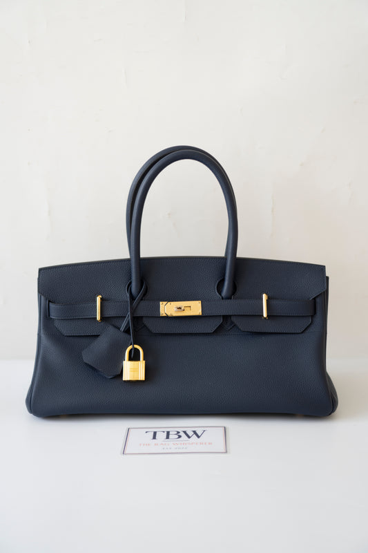 BK Shoulder Bag 42 – Blue Saphir with Gold Hardware