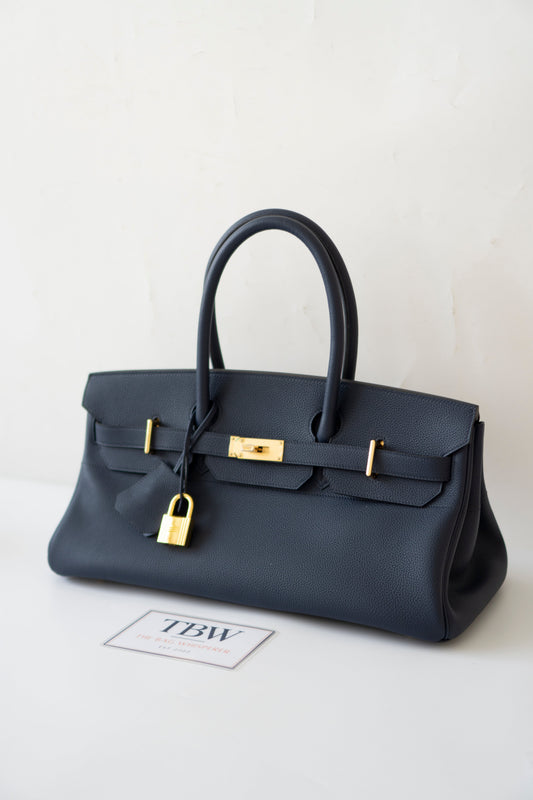 BK Shoulder Bag 42 – Blue Saphir with Gold Hardware