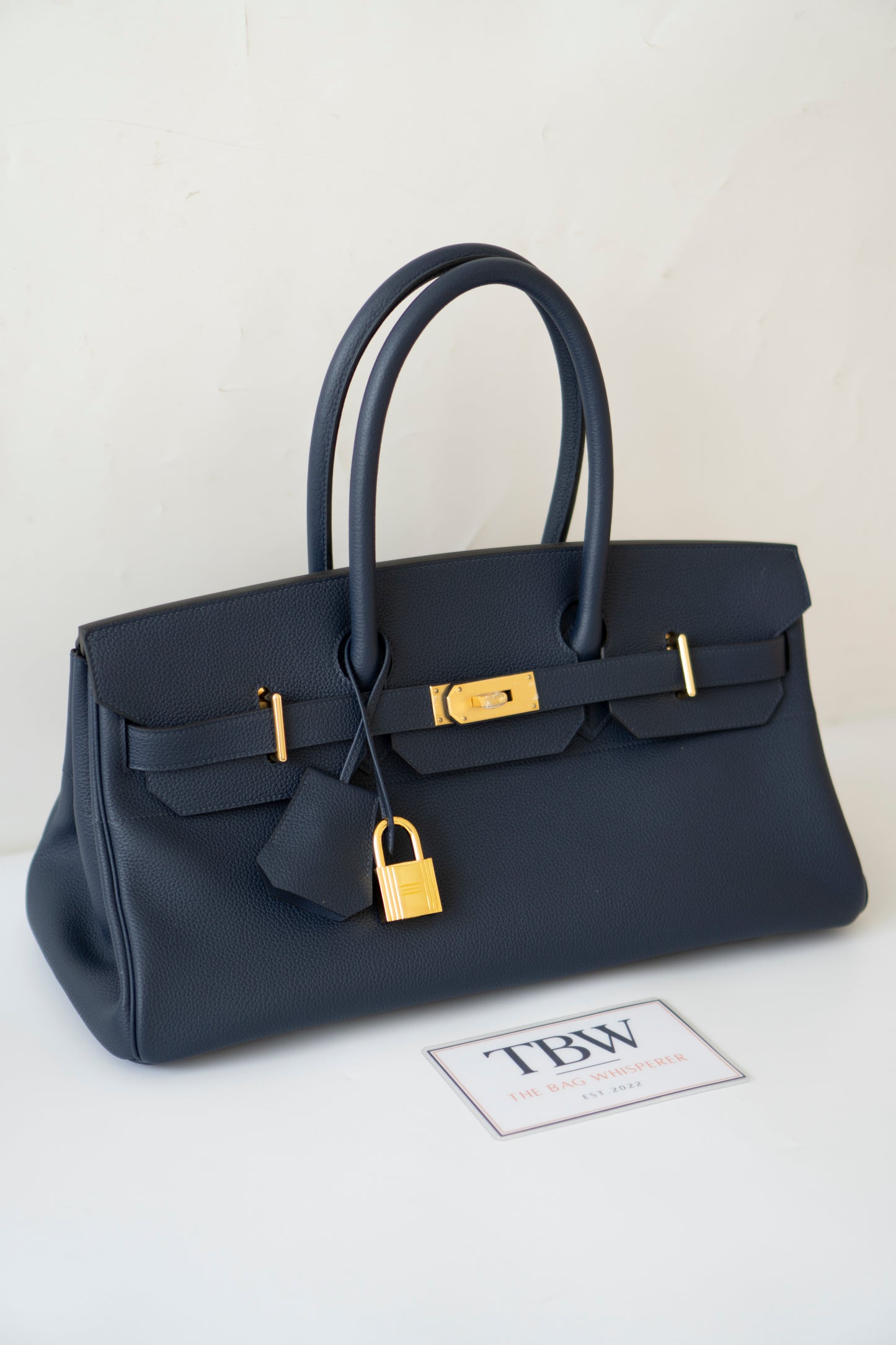 BK Shoulder Bag 42 – Blue Saphir with Gold Hardware