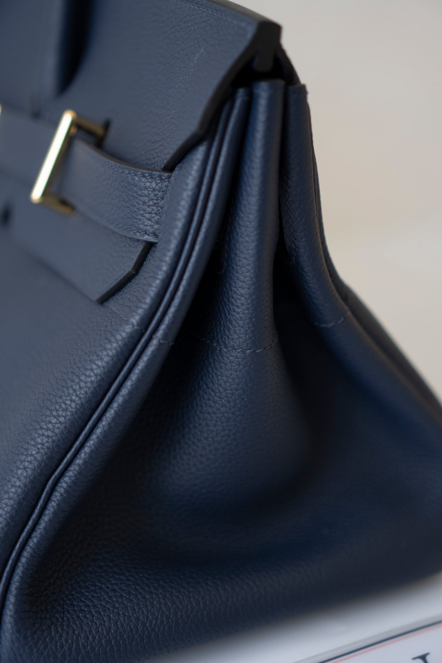 BK Shoulder Bag 42 – Blue Saphir with Gold Hardware