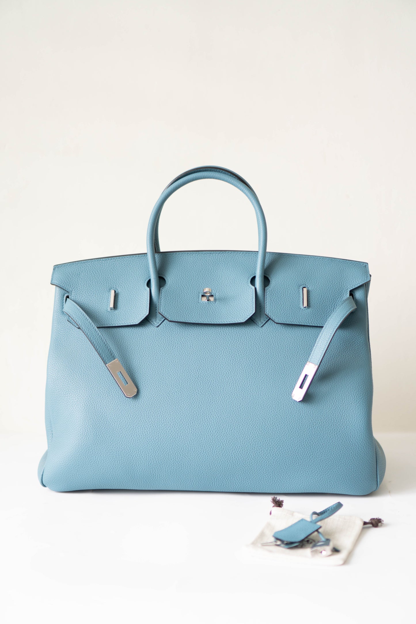 BK 40 – Blue Jean Togo Leather with Palladium Hardware