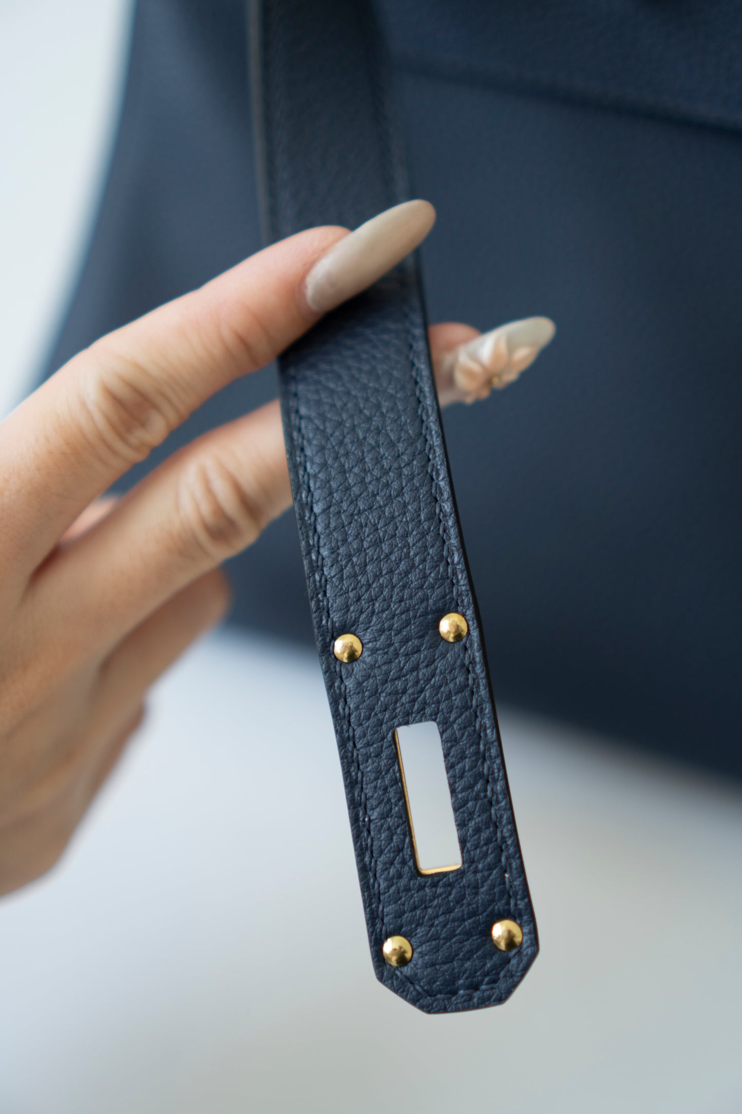 BK Shoulder Bag 42 – Blue Saphir with Gold Hardware