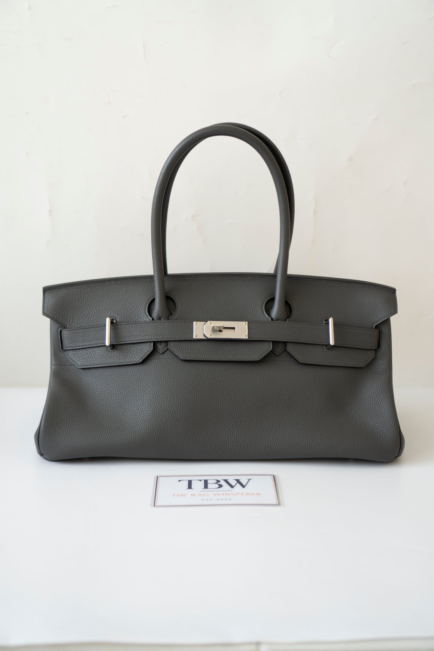 BK Shoulder Bag 42 – Graphite with Palladium Hardware (No Logo)