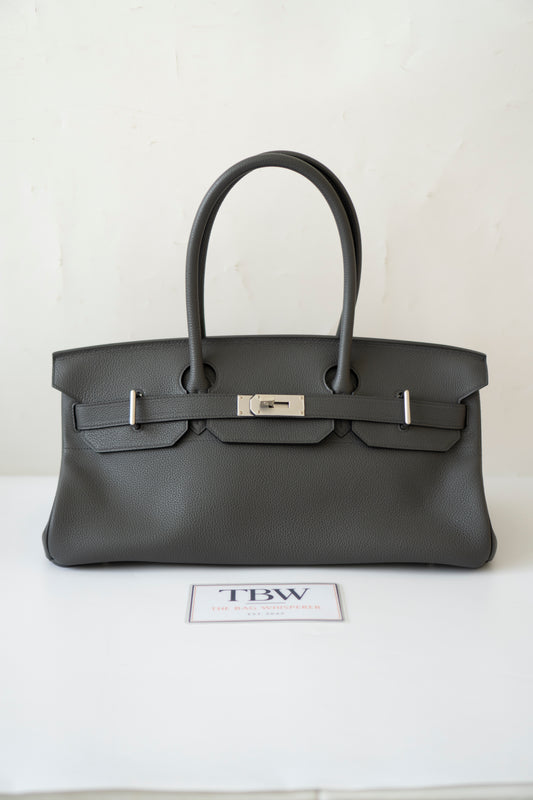 BK Shoulder Bag 42 – Graphite with Palladium Hardware (No Logo)