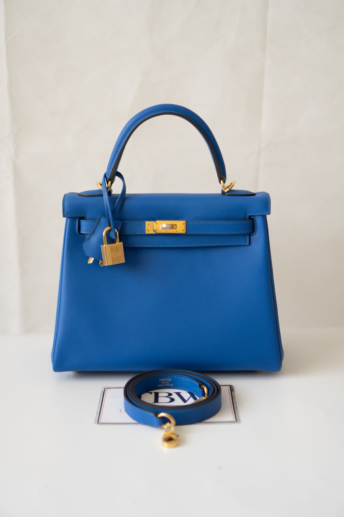 KL 25 Sellier – Blue France Swift Leather with Gold Hardware