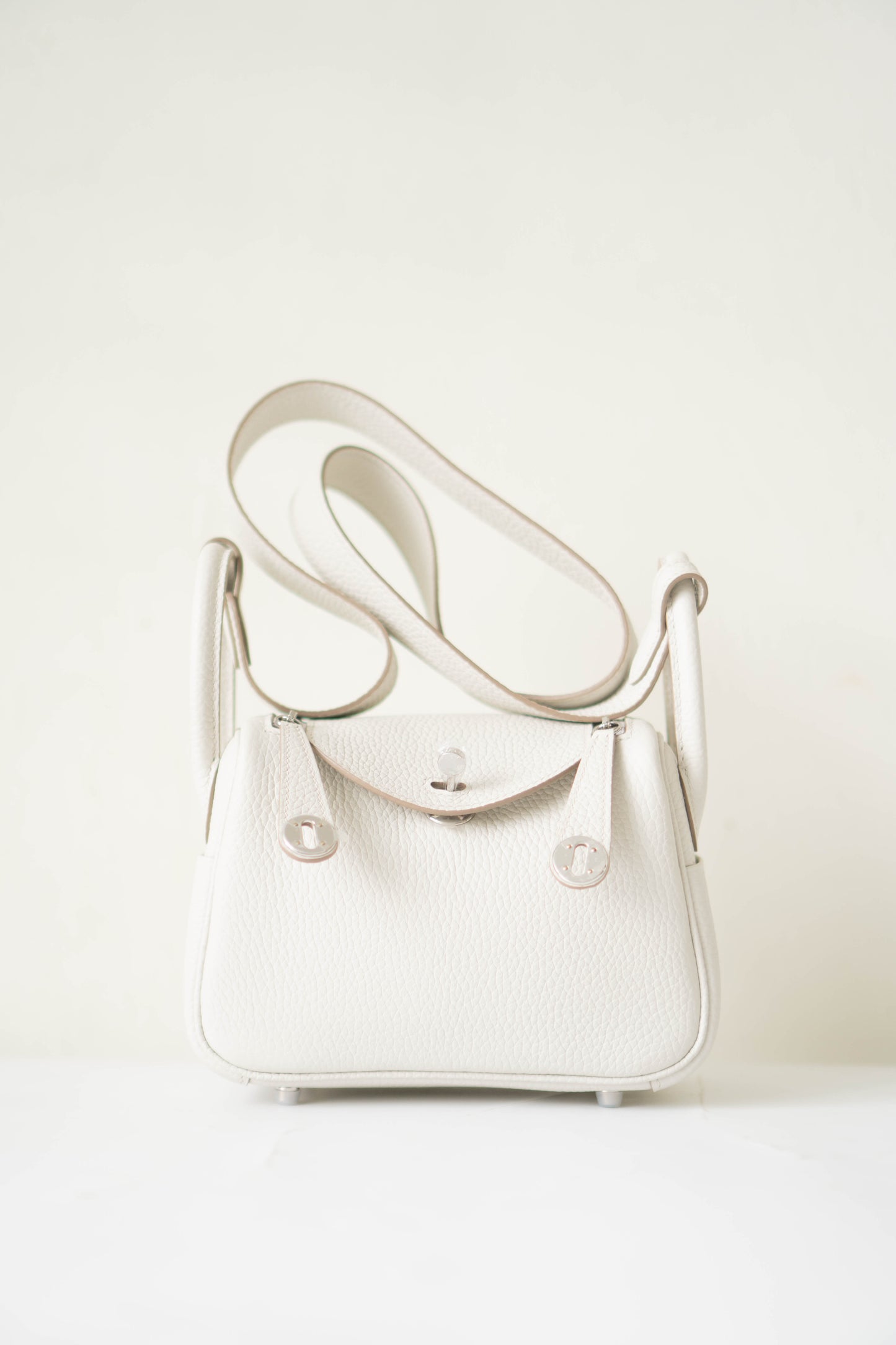 Mini Lind in Pearl Gray Clemence Calfskin with Palladium Hardware