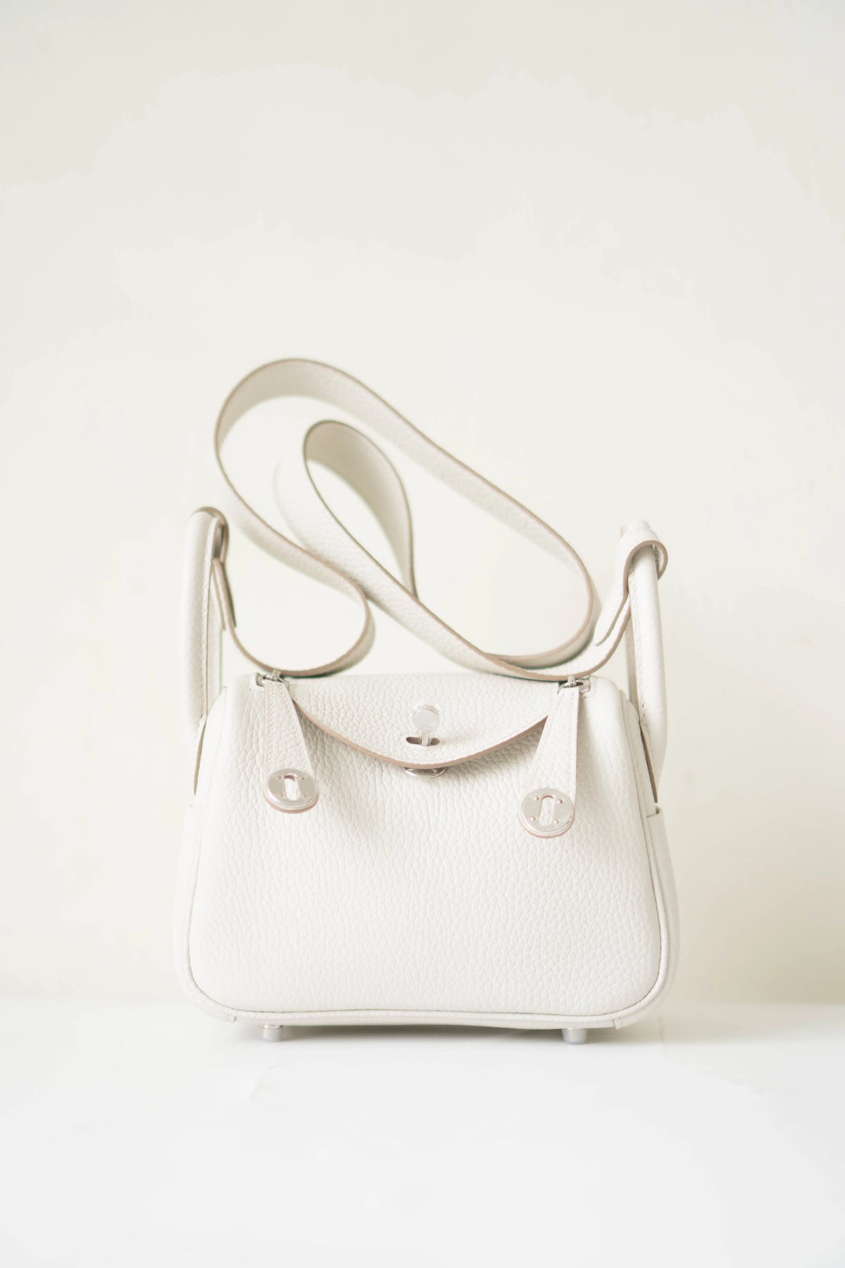 Mini Lind in Pearl Gray Clemence Calfskin with Palladium Hardware