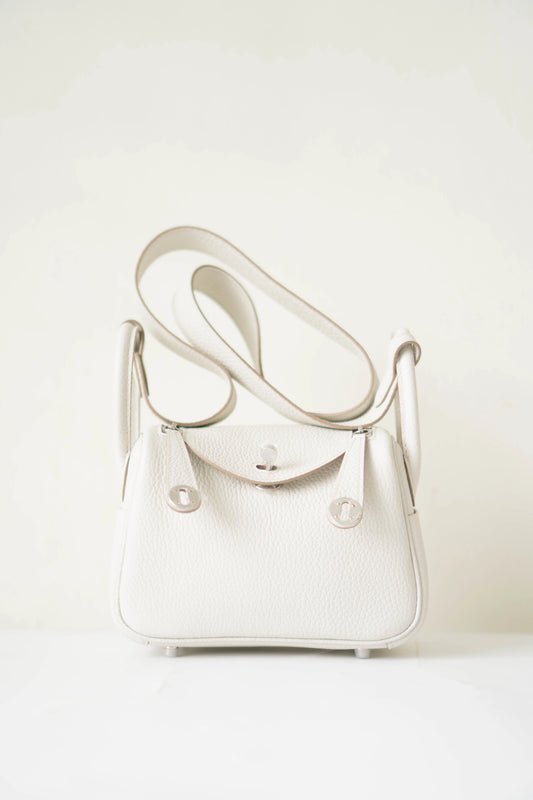 Mini Lind in Pearl Gray Clemence Calfskin with Palladium Hardware