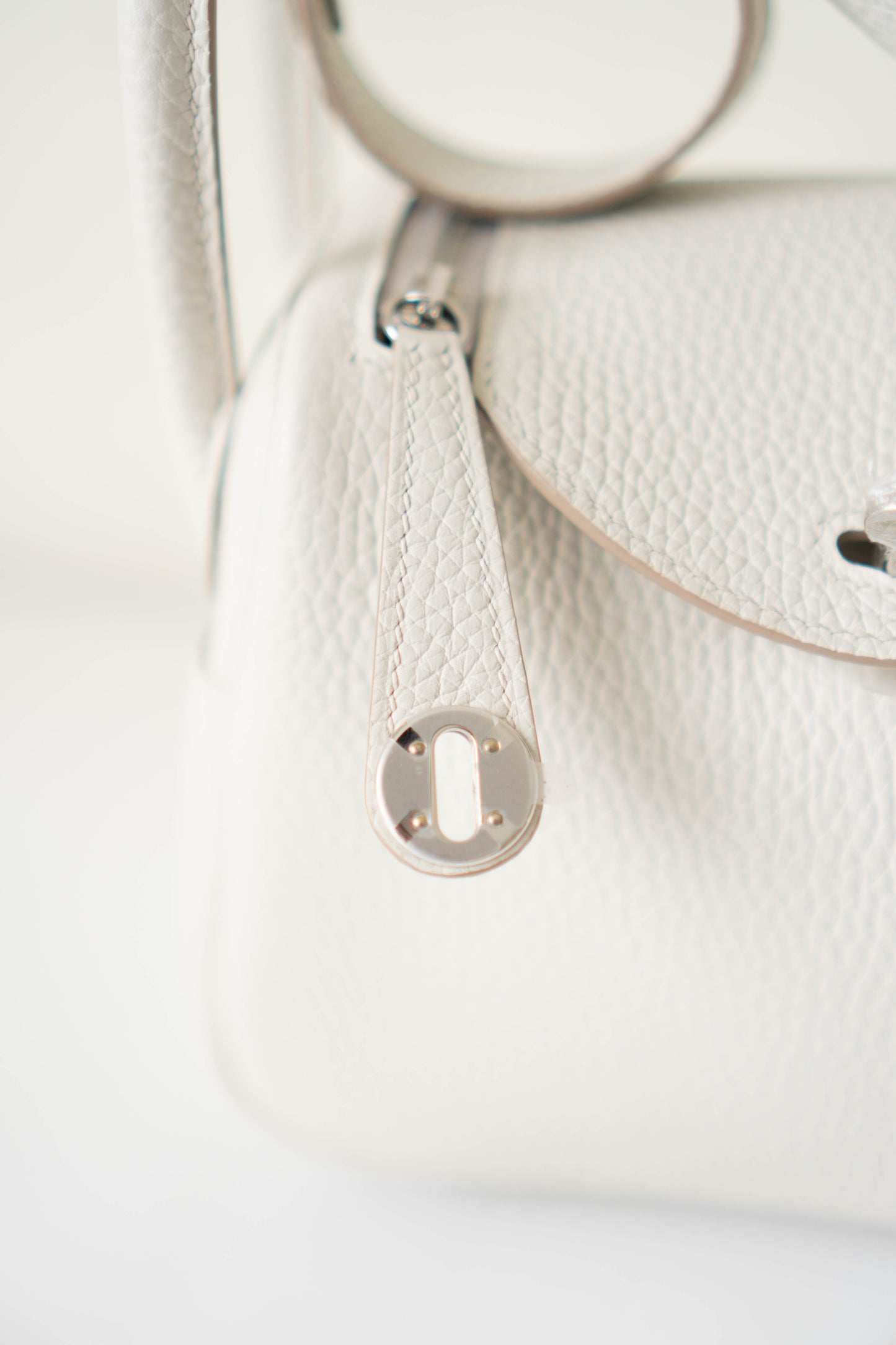 Mini Lind in Pearl Gray Clemence Calfskin with Palladium Hardware