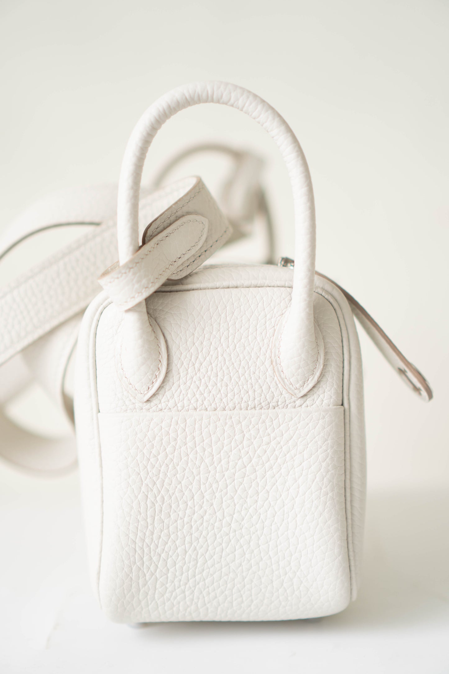 Mini Lind in Pearl Gray Clemence Calfskin with Palladium Hardware