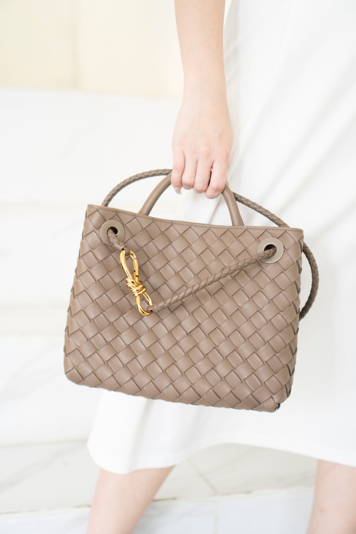 Small Andiamo – Taupe with Gold Hardware
