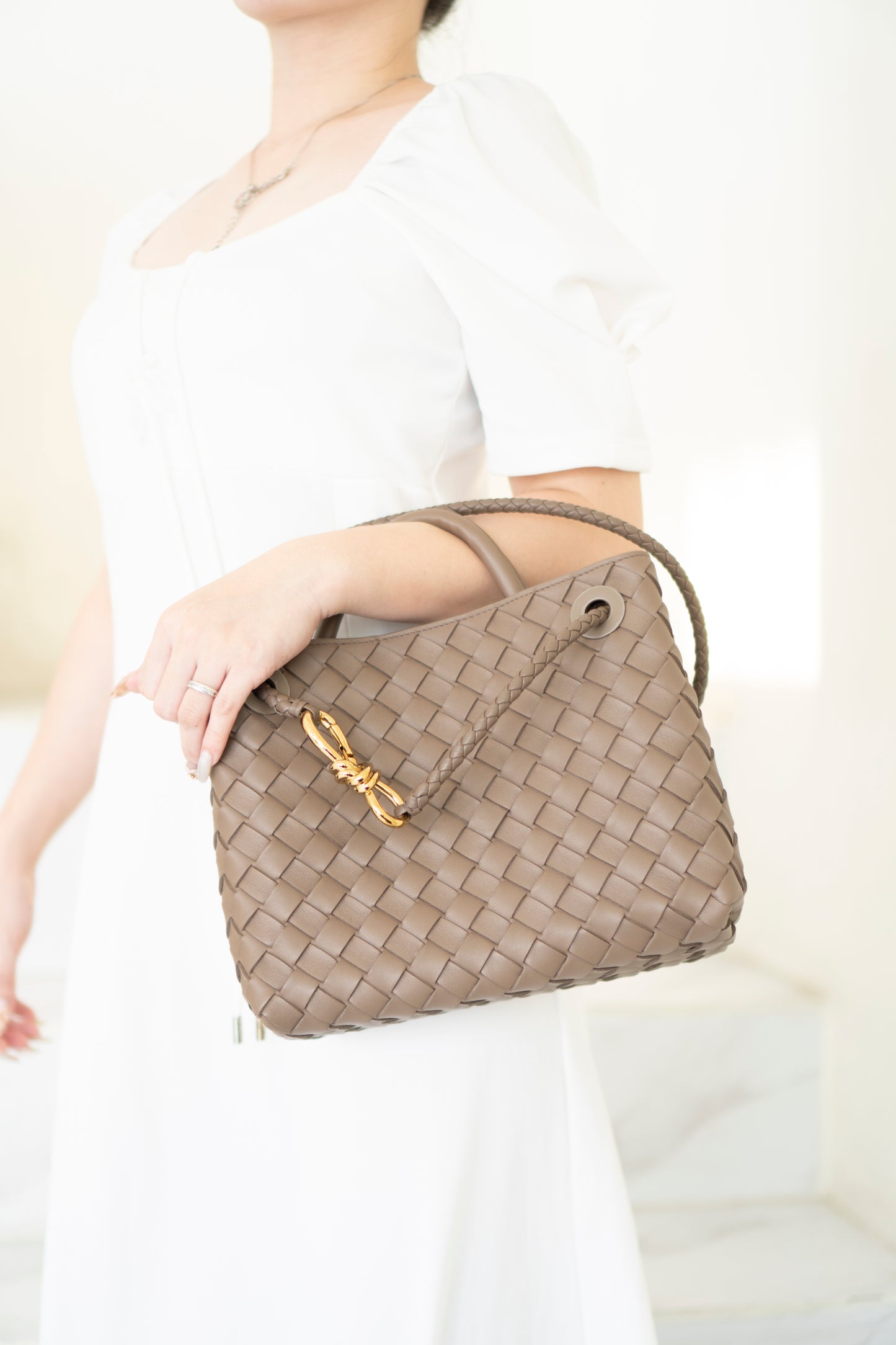 Small Andiamo – Taupe with Gold Hardware