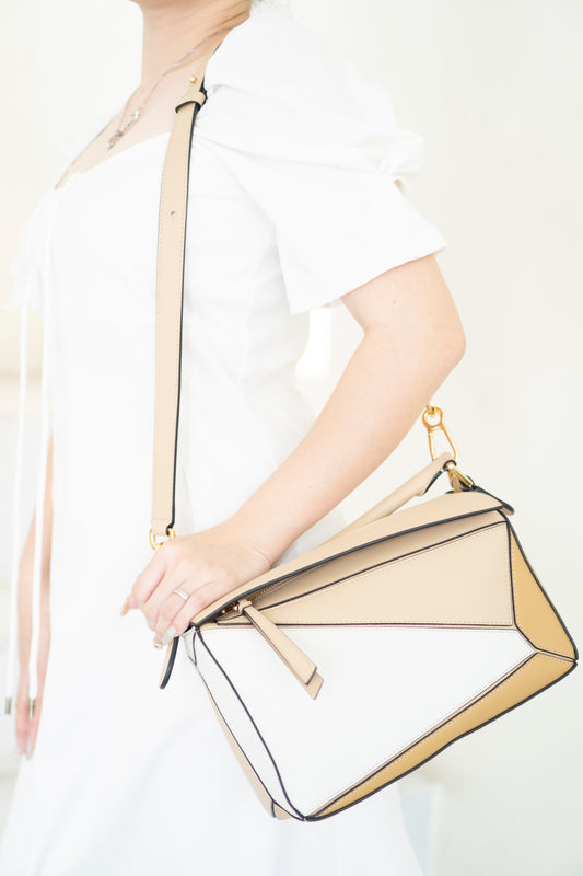 Small Puzzle Bag – Dusty Beige & Soft White
