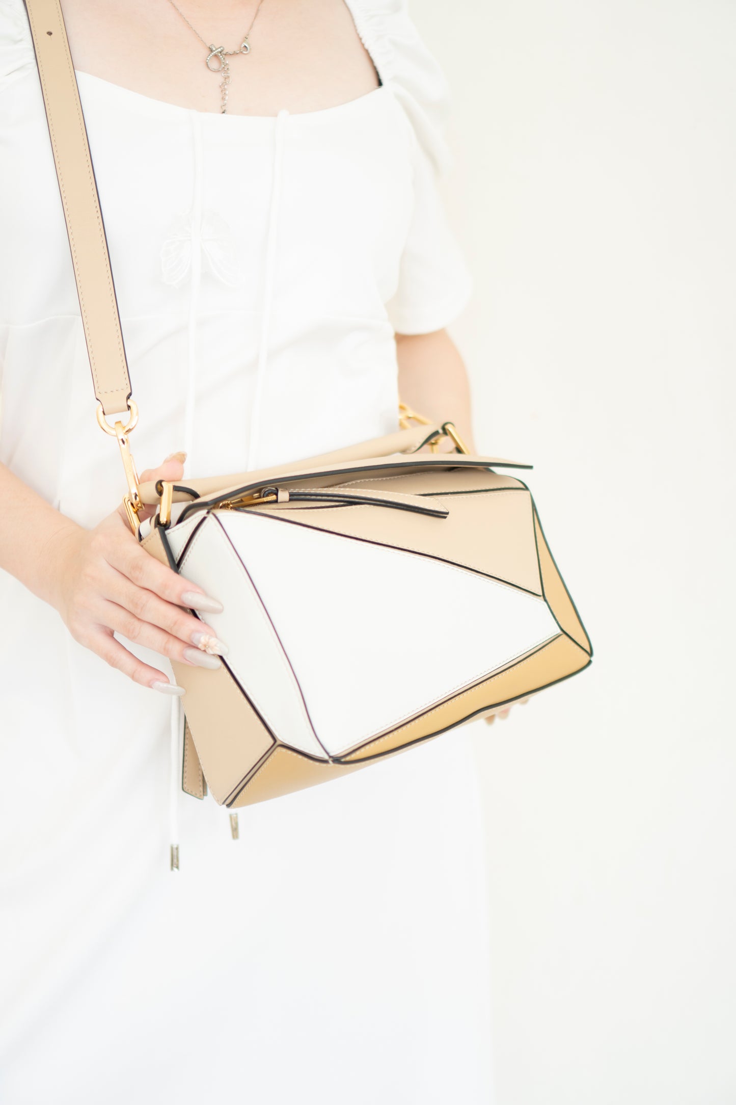 Small Puzzle Bag – Dusty Beige & Soft White