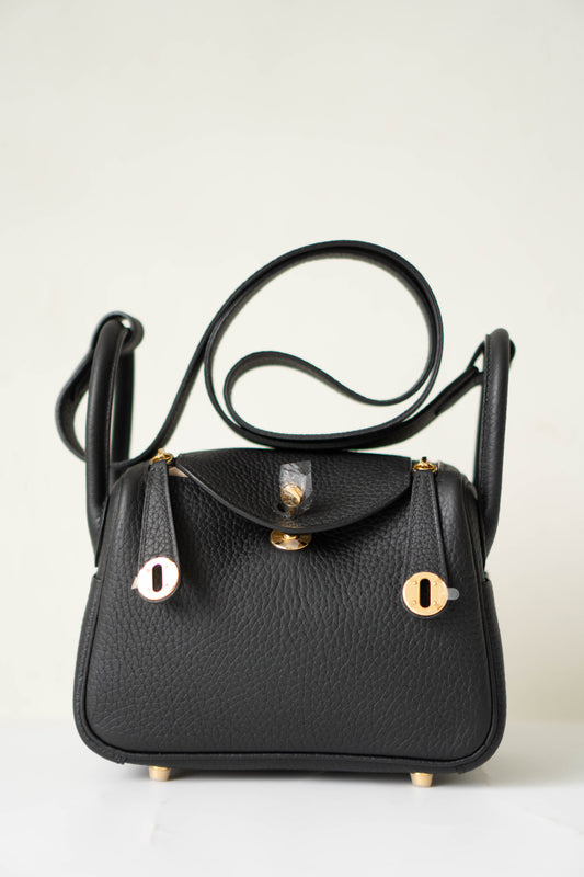 Mini Lind – Black Clemence Leather with Gold Hardware