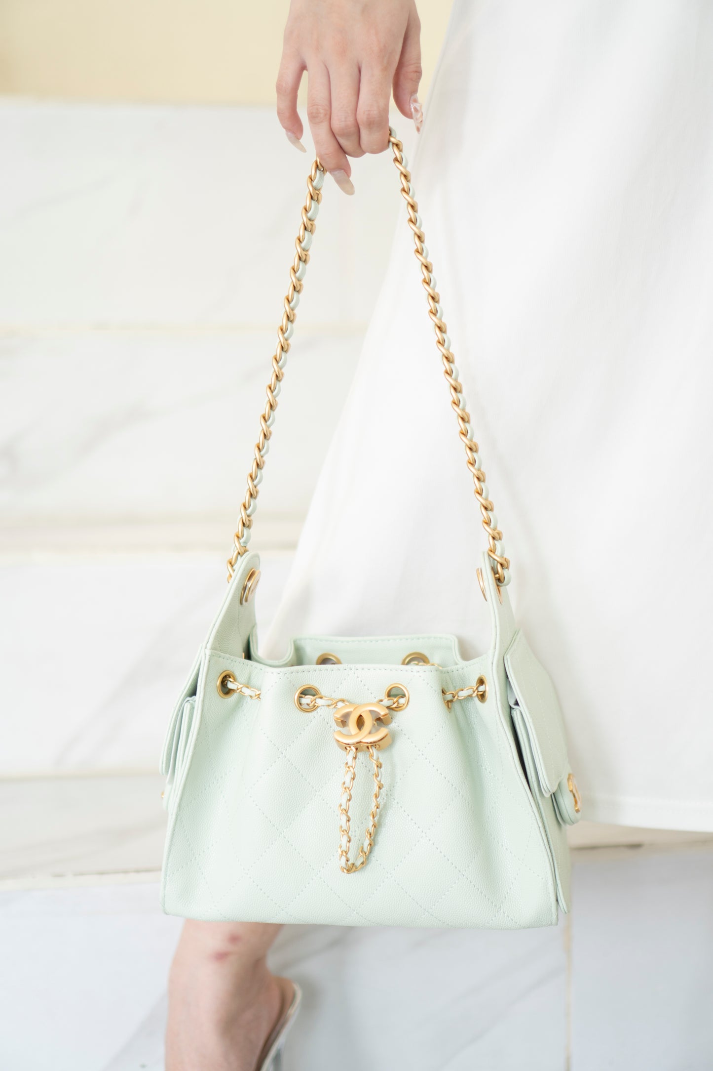 C 25 Mini Handbag – Mint Green Caviar Leather