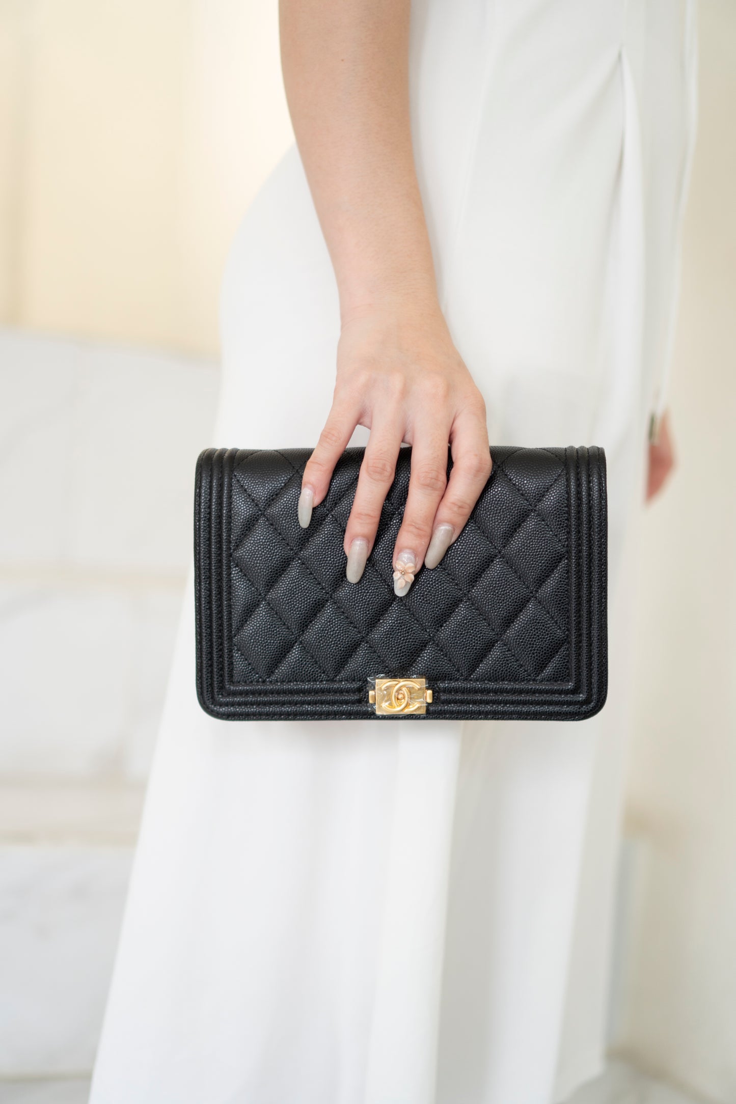 Le Boy WOC – Black Caviar with Gold Hardware