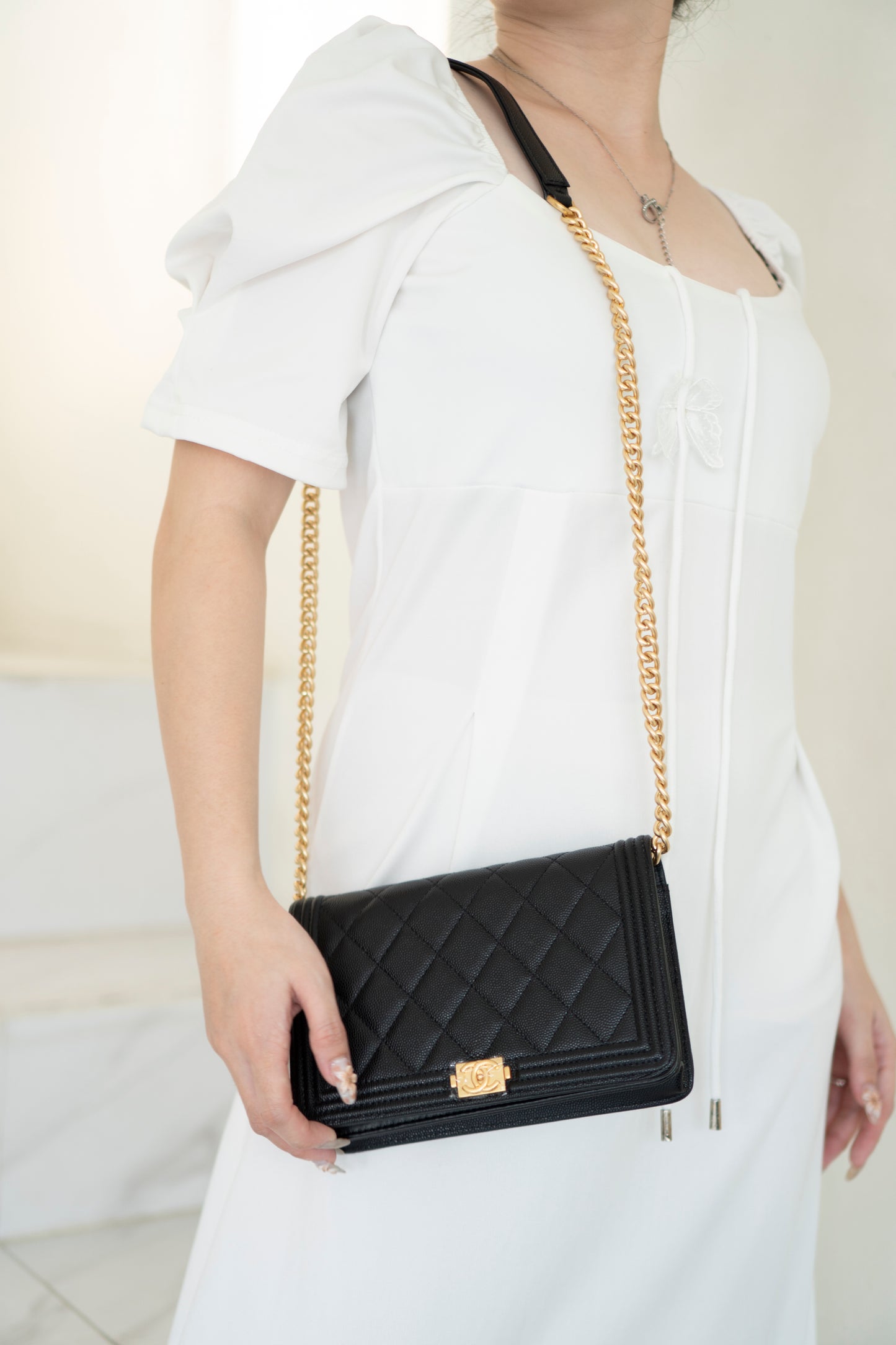 Le Boy WOC – Black Caviar with Gold Hardware