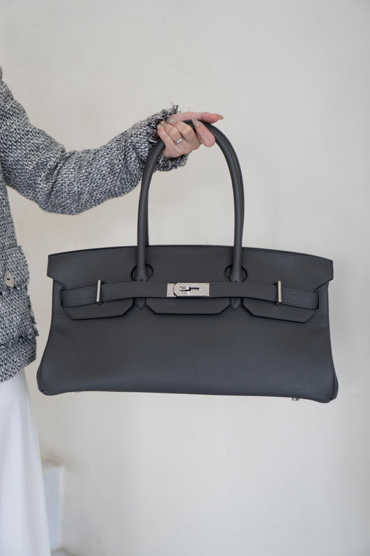 BK Shoulder Bag 42 – Graphite with Palladium Hardware (No Logo)