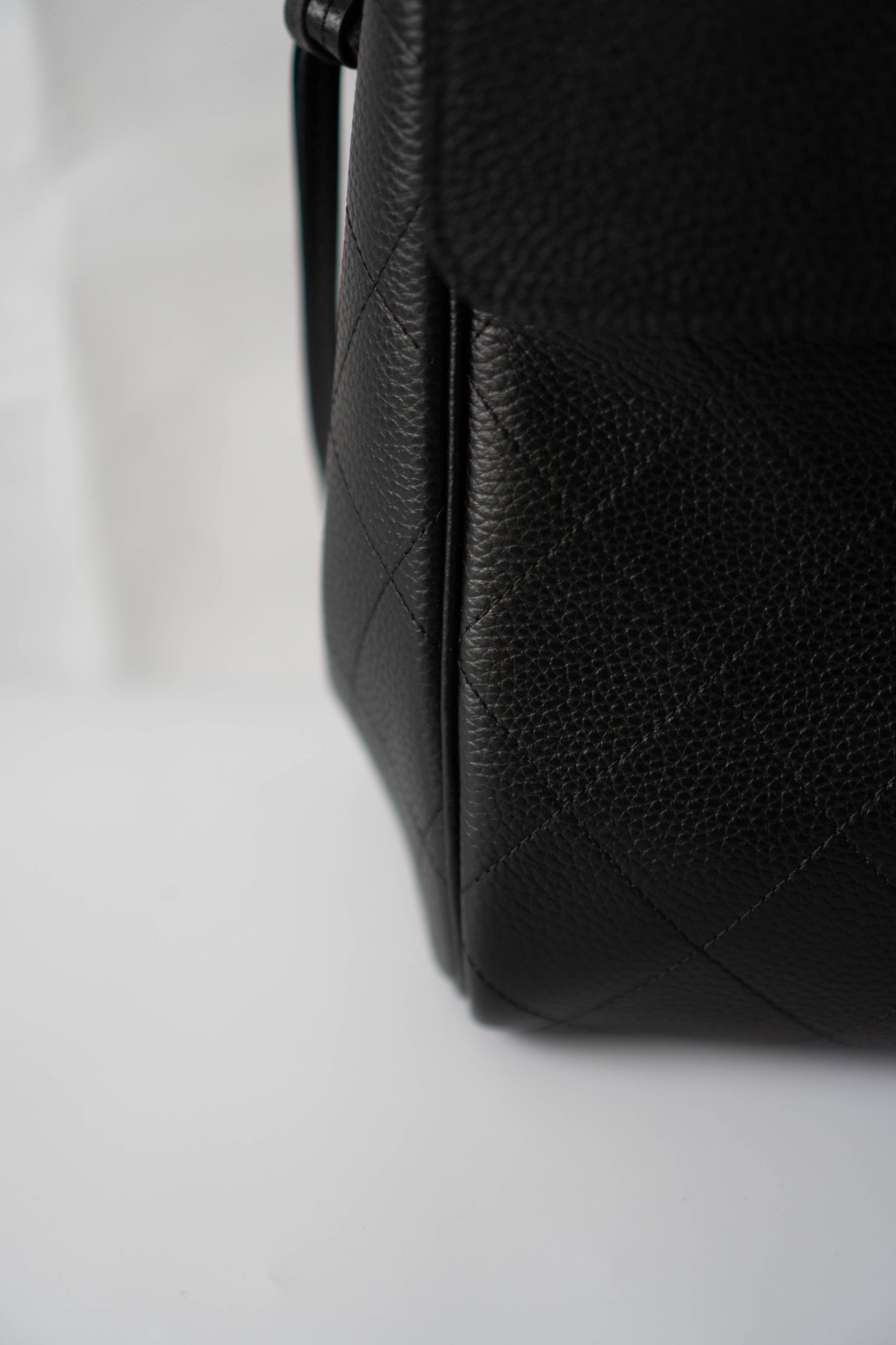 Large East-West Shopping Tote – Black Caviar with Gold Hardware