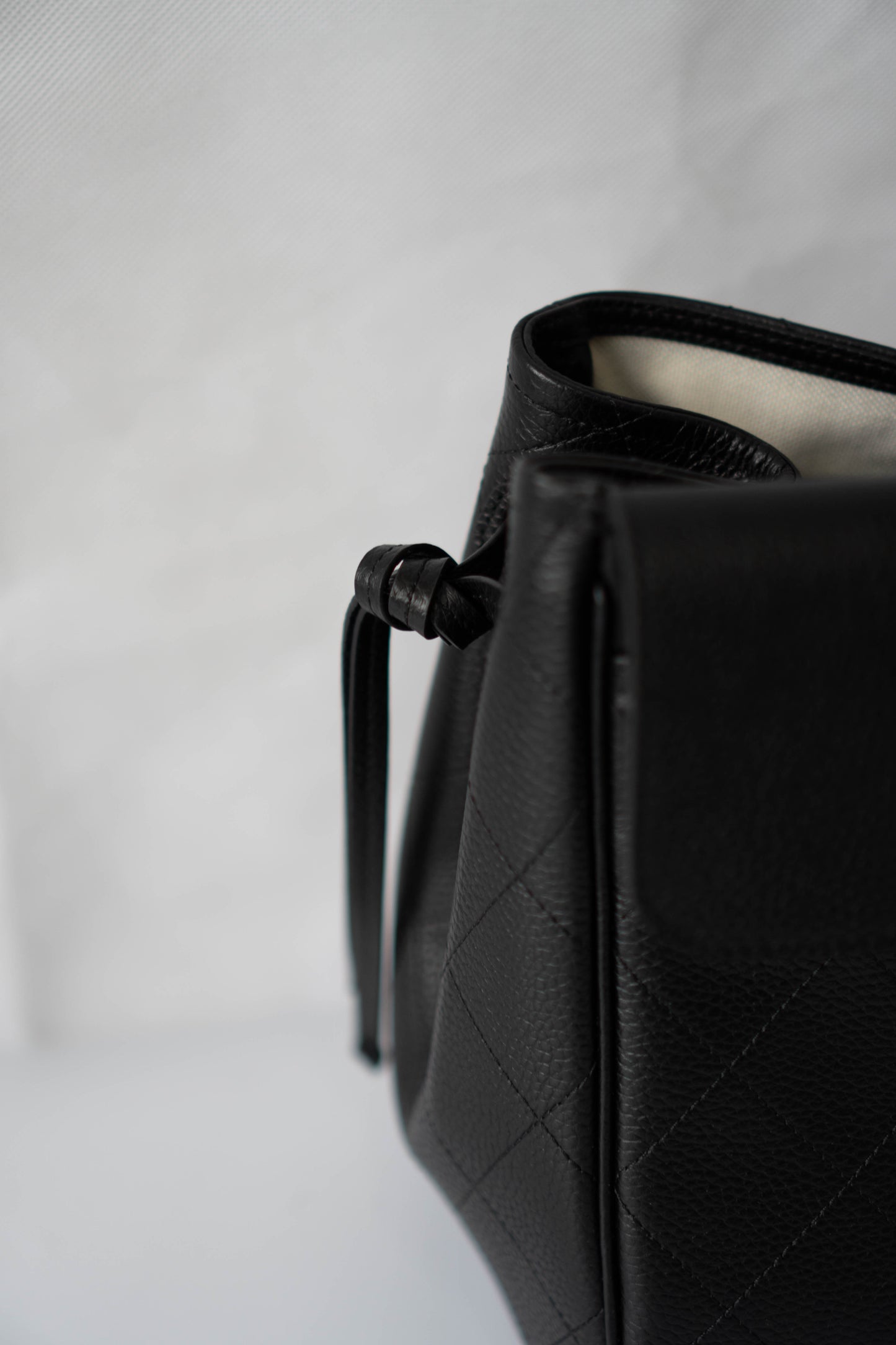 Large East-West Shopping Tote – Black Caviar with Gold Hardware