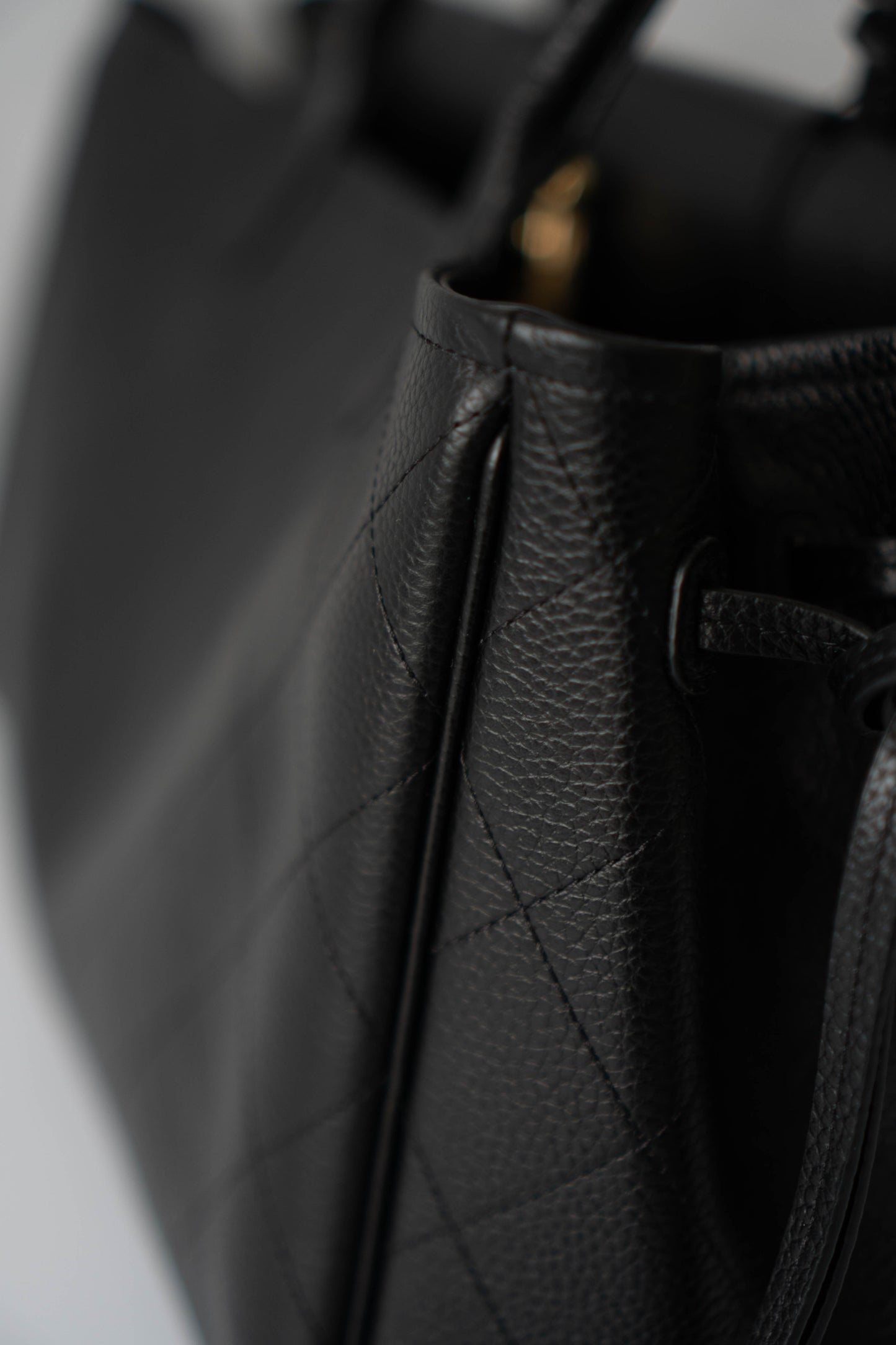 Large East-West Shopping Tote – Black Caviar with Gold Hardware