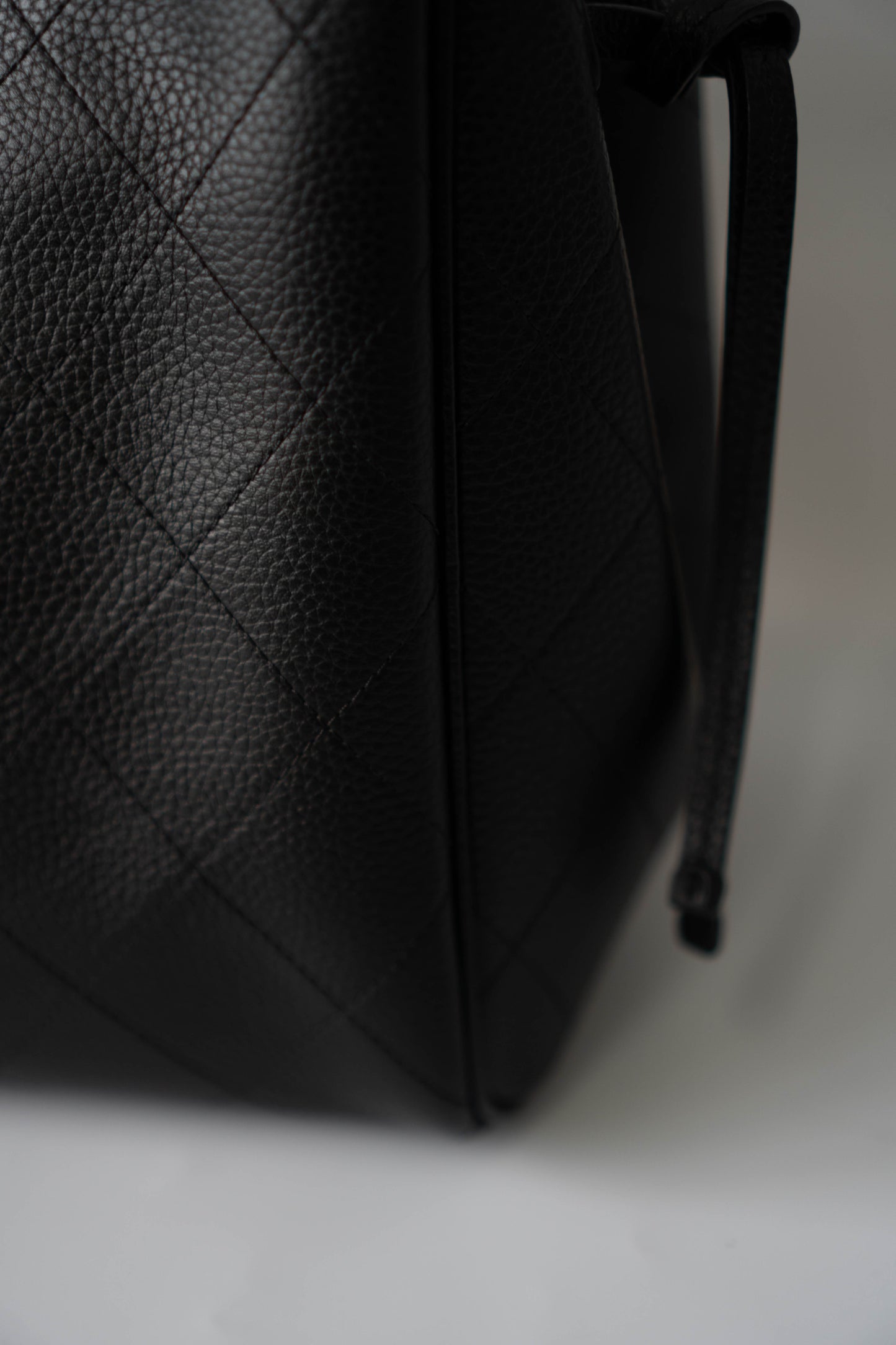Large East-West Shopping Tote – Black Caviar with Gold Hardware