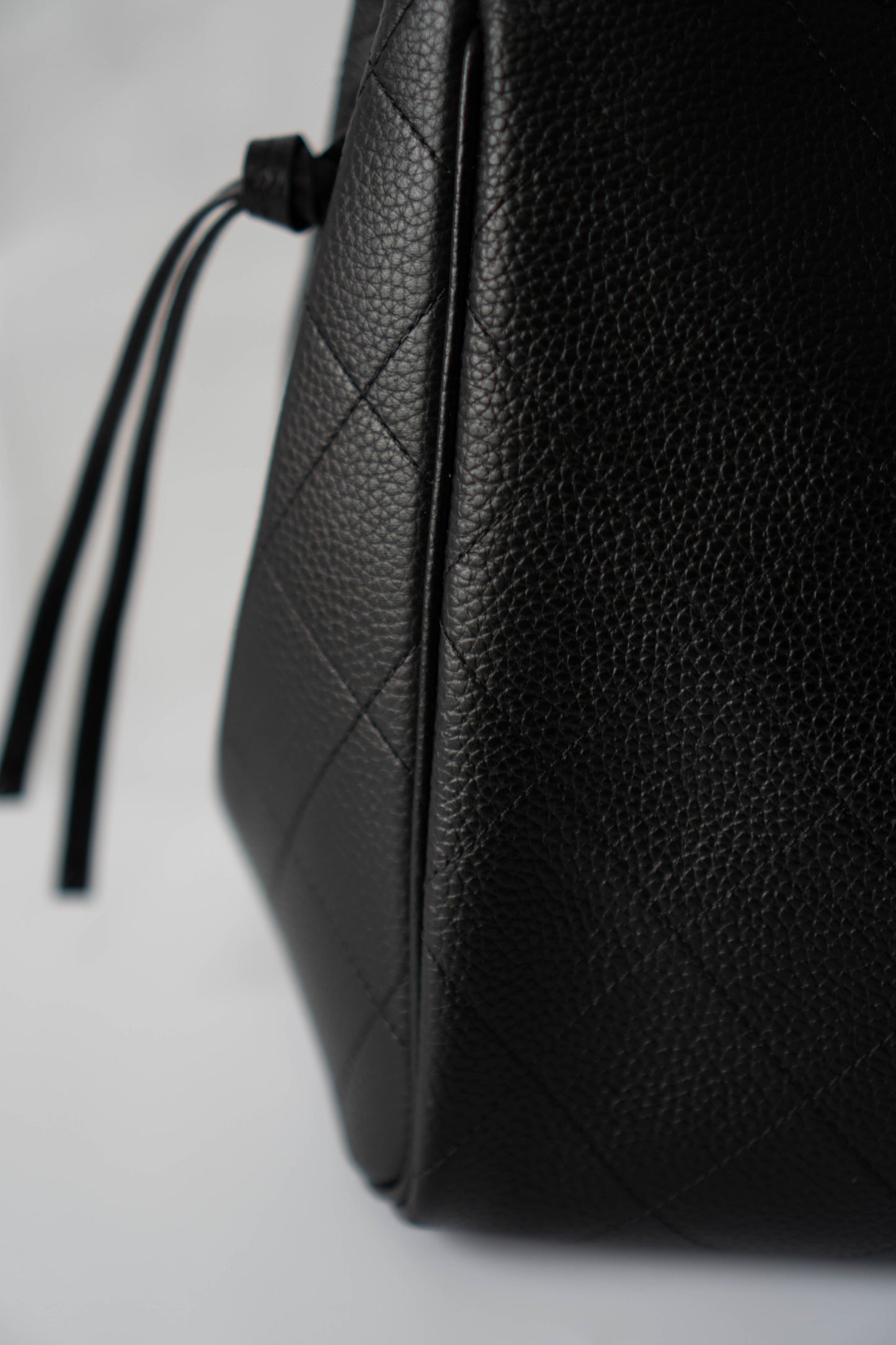 Large East-West Shopping Tote – Black Caviar with Gold Hardware