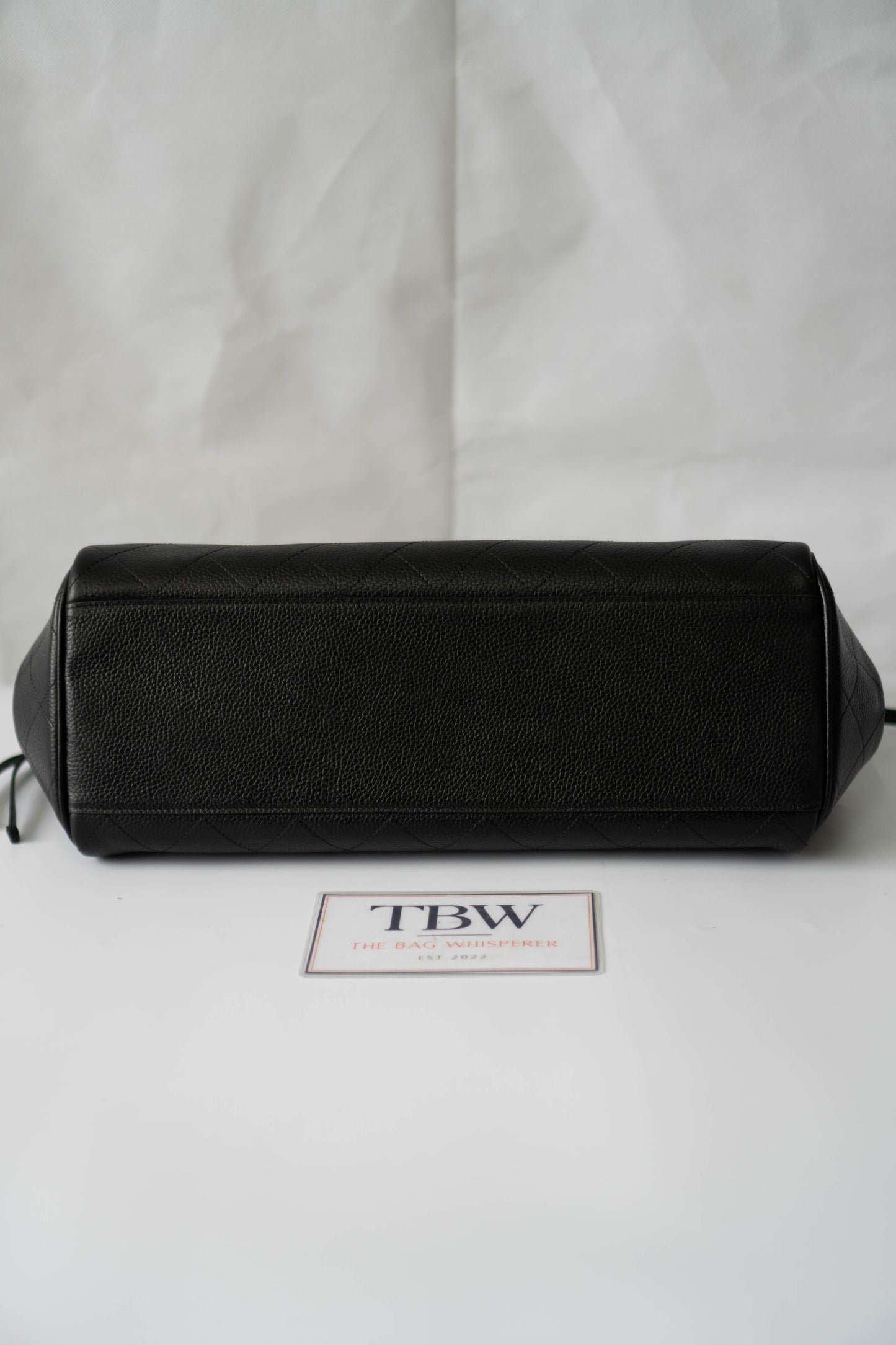 Large East-West Shopping Tote – Black Caviar with Gold Hardware