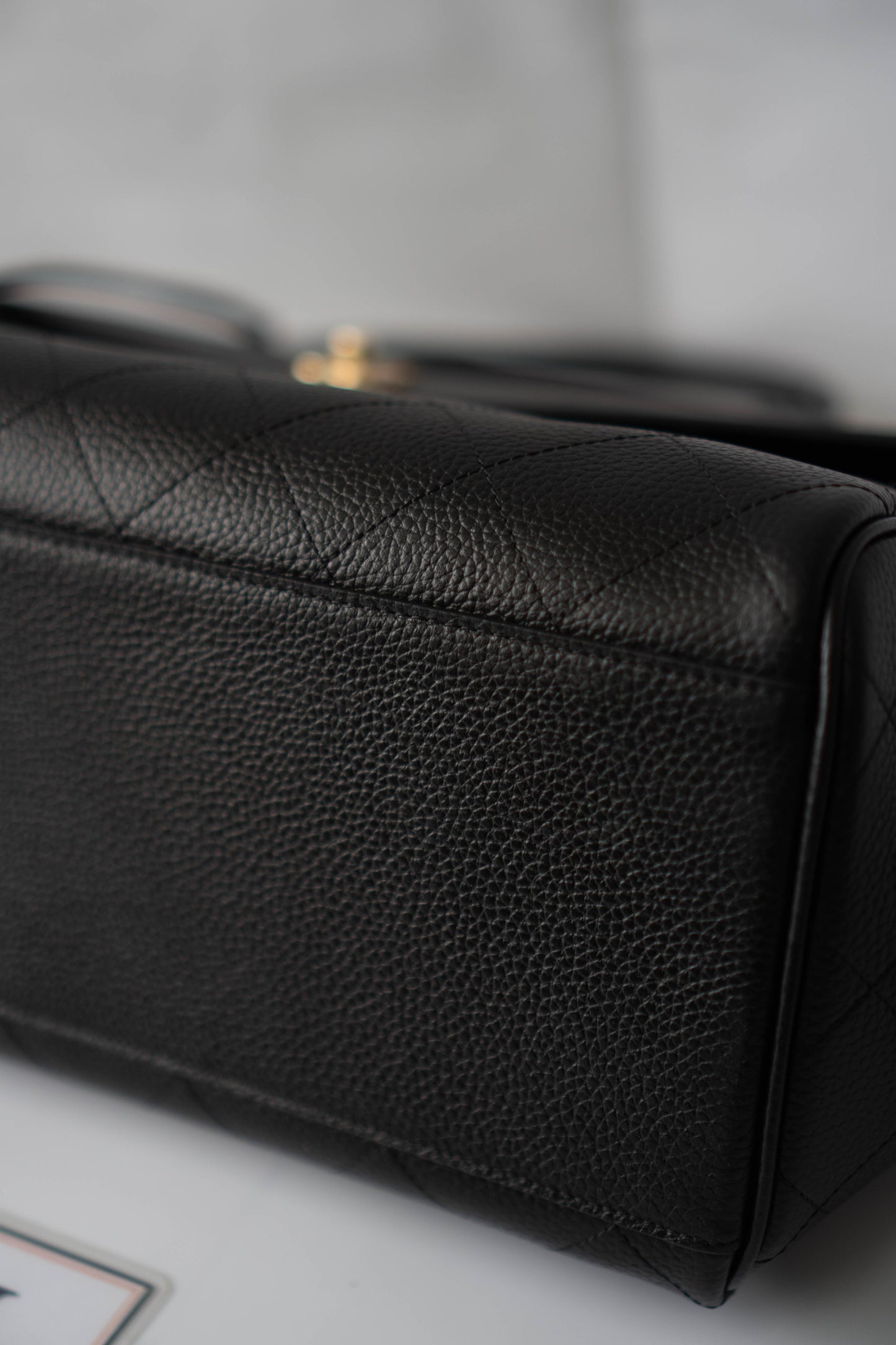 Large East-West Shopping Tote – Black Caviar with Gold Hardware
