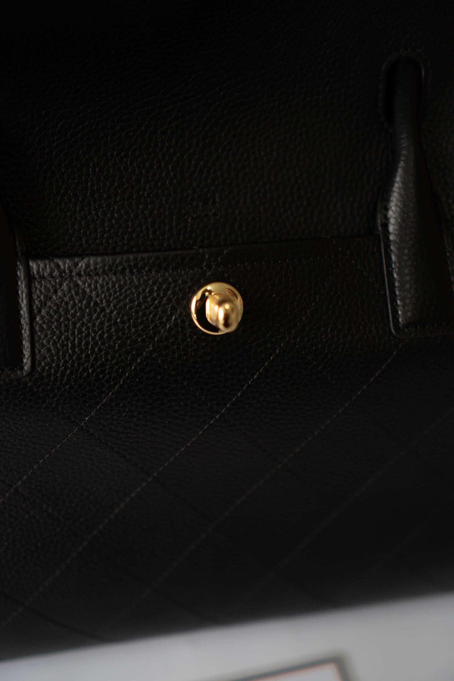 Large East-West Shopping Tote – Black Caviar with Gold Hardware