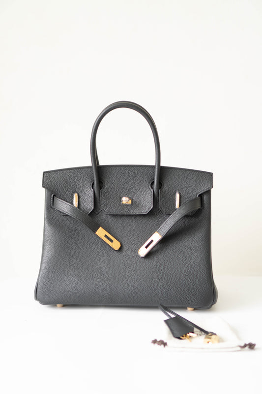 BK 30 – Black Togo Leather with Gold Hardware