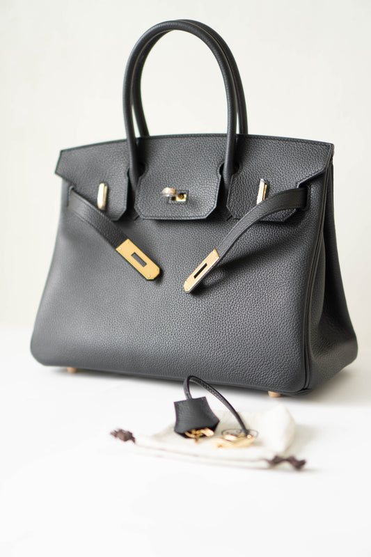 BK 30 – Black Togo Leather with Gold Hardware
