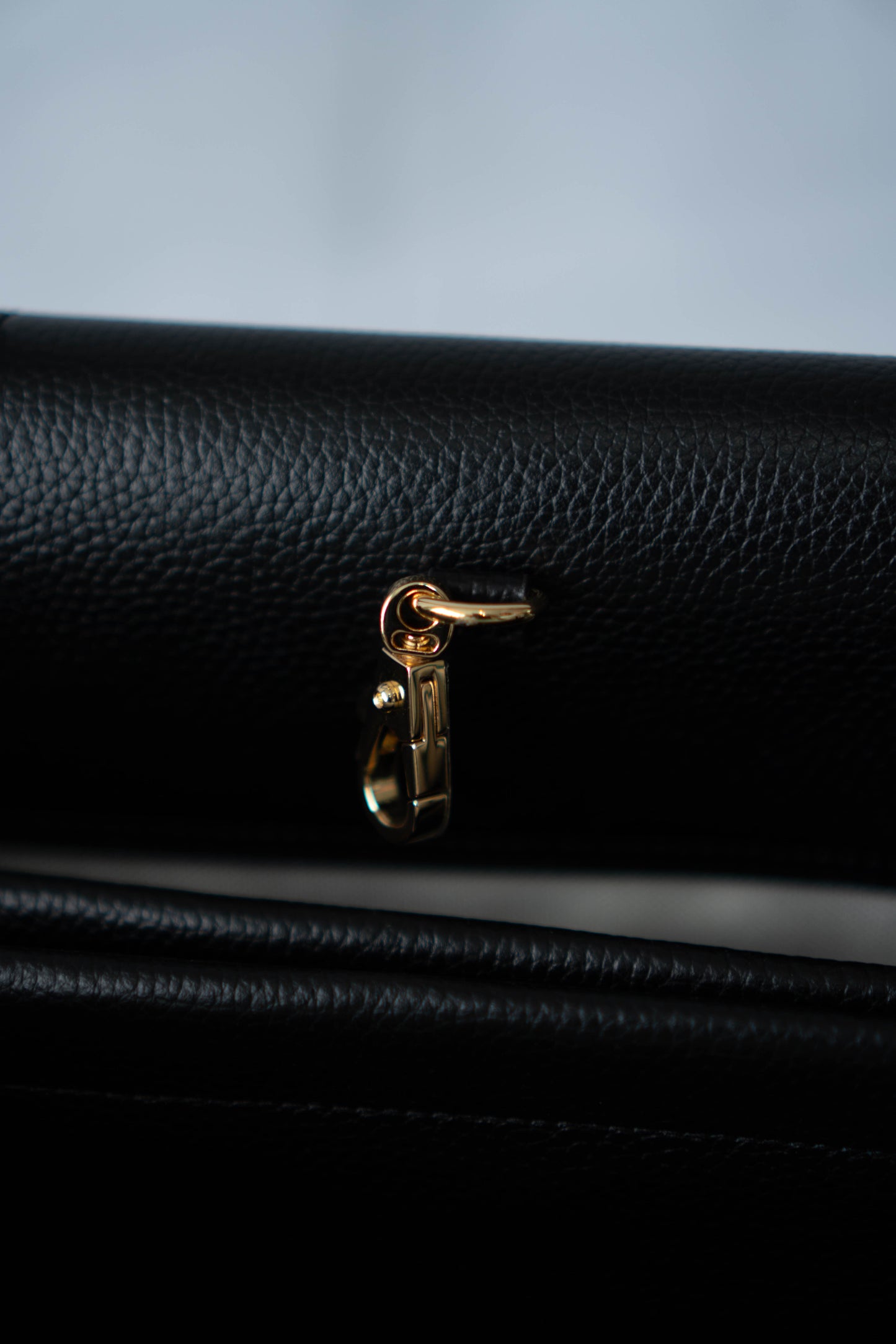 Large East-West Shopping Tote – Black Caviar with Gold Hardware