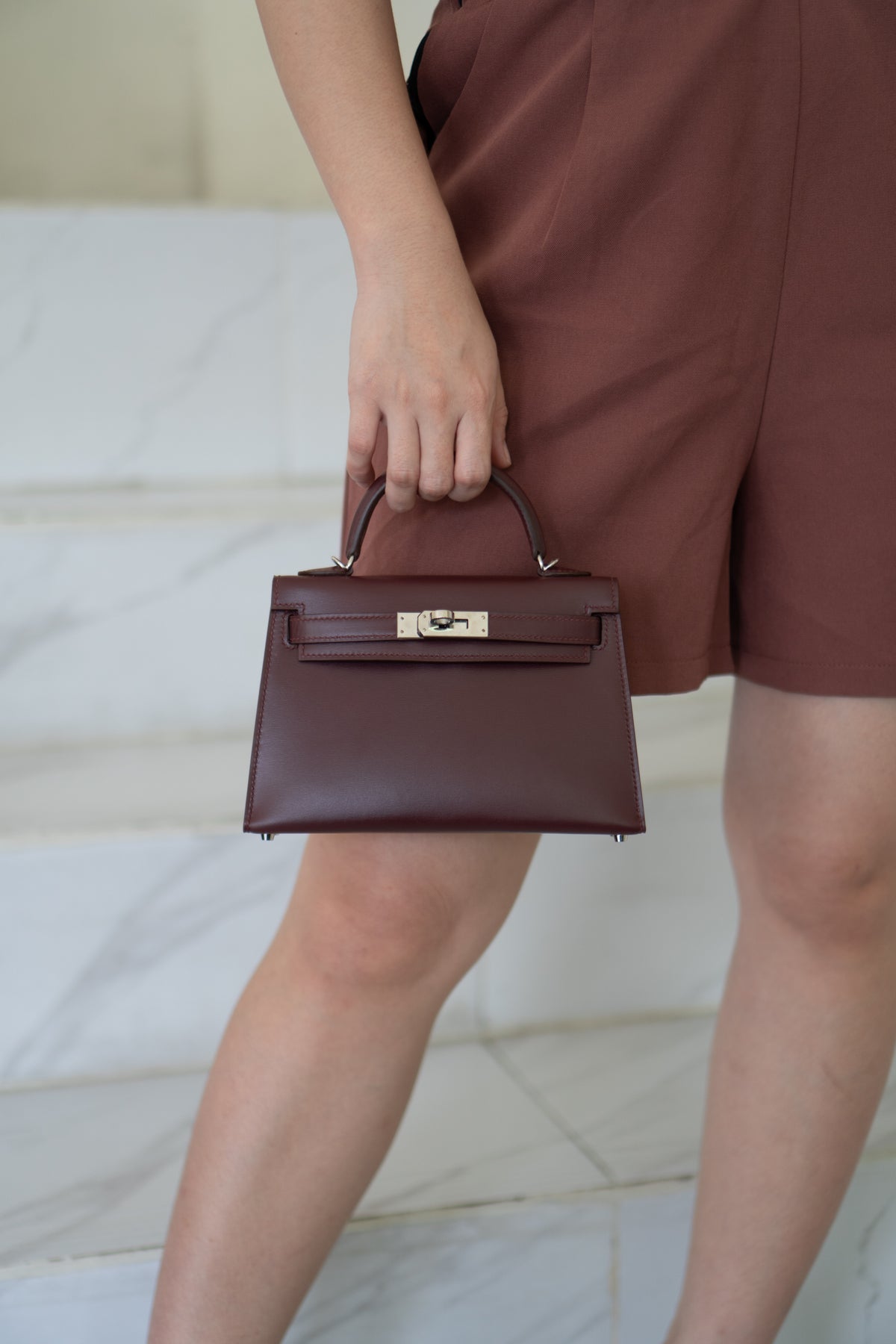 Mini KL II – Bordeaux Box Calf with Palladium Hardware