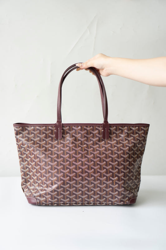 Artois PM – Burgundy Trim Coated Canvas Tote