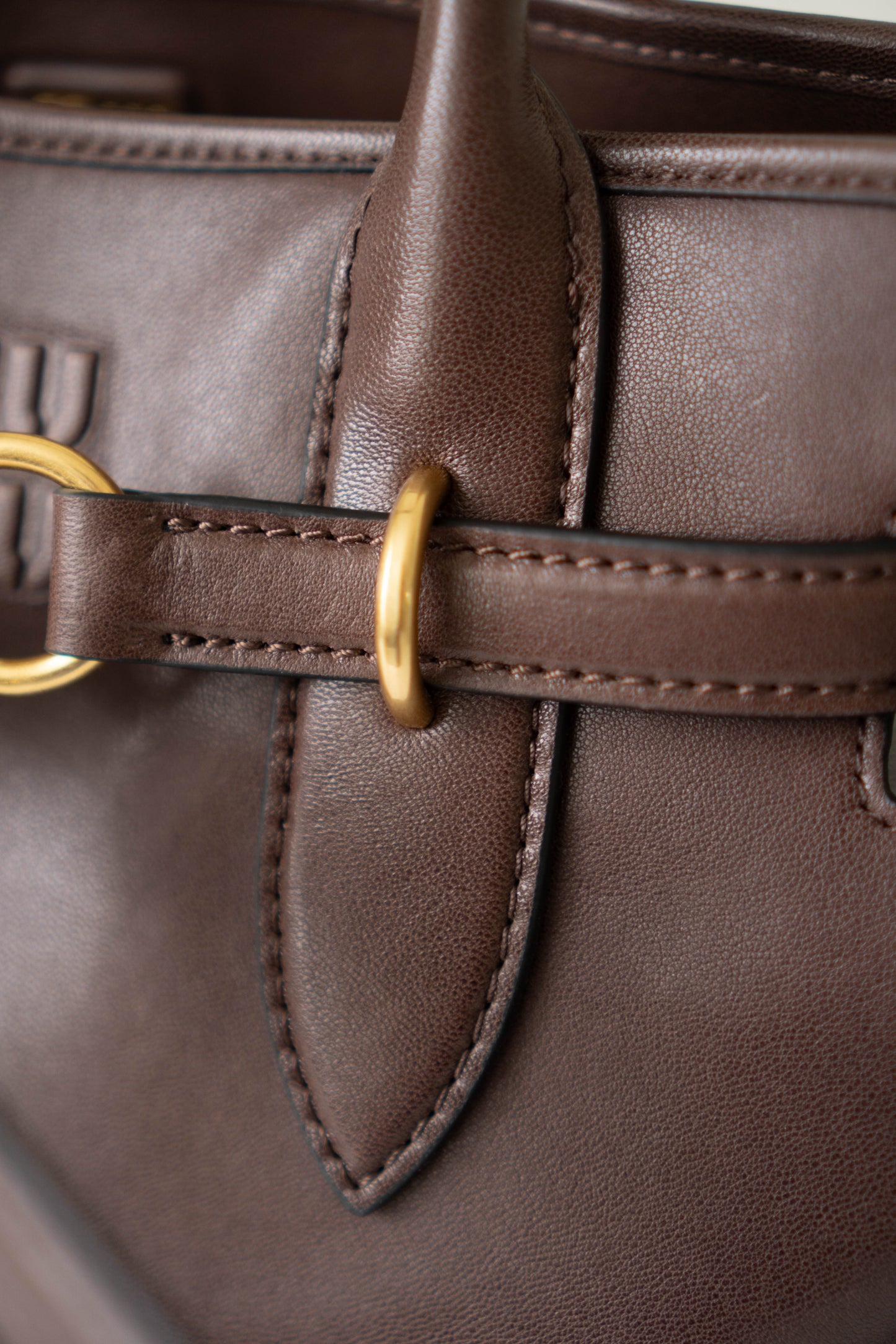 Aventure Top Handle Tote – Brown Nappa Leather with Gold Hardware