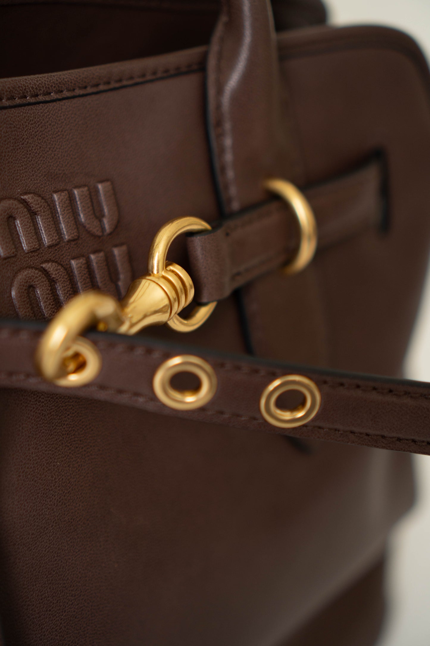Aventure Top Handle Tote – Brown Nappa Leather with Gold Hardware