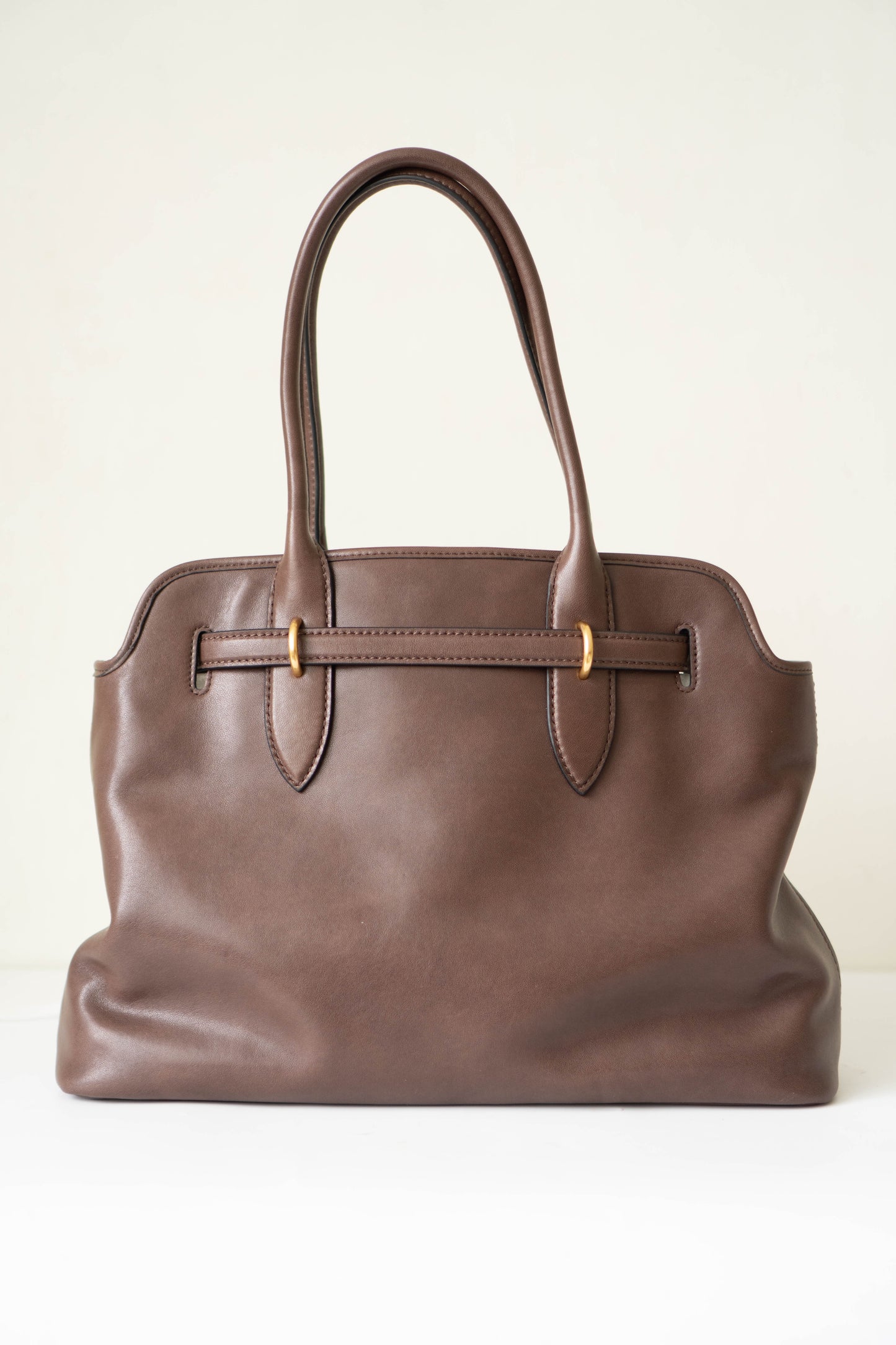 Aventure Top Handle Tote – Brown Nappa Leather with Gold Hardware