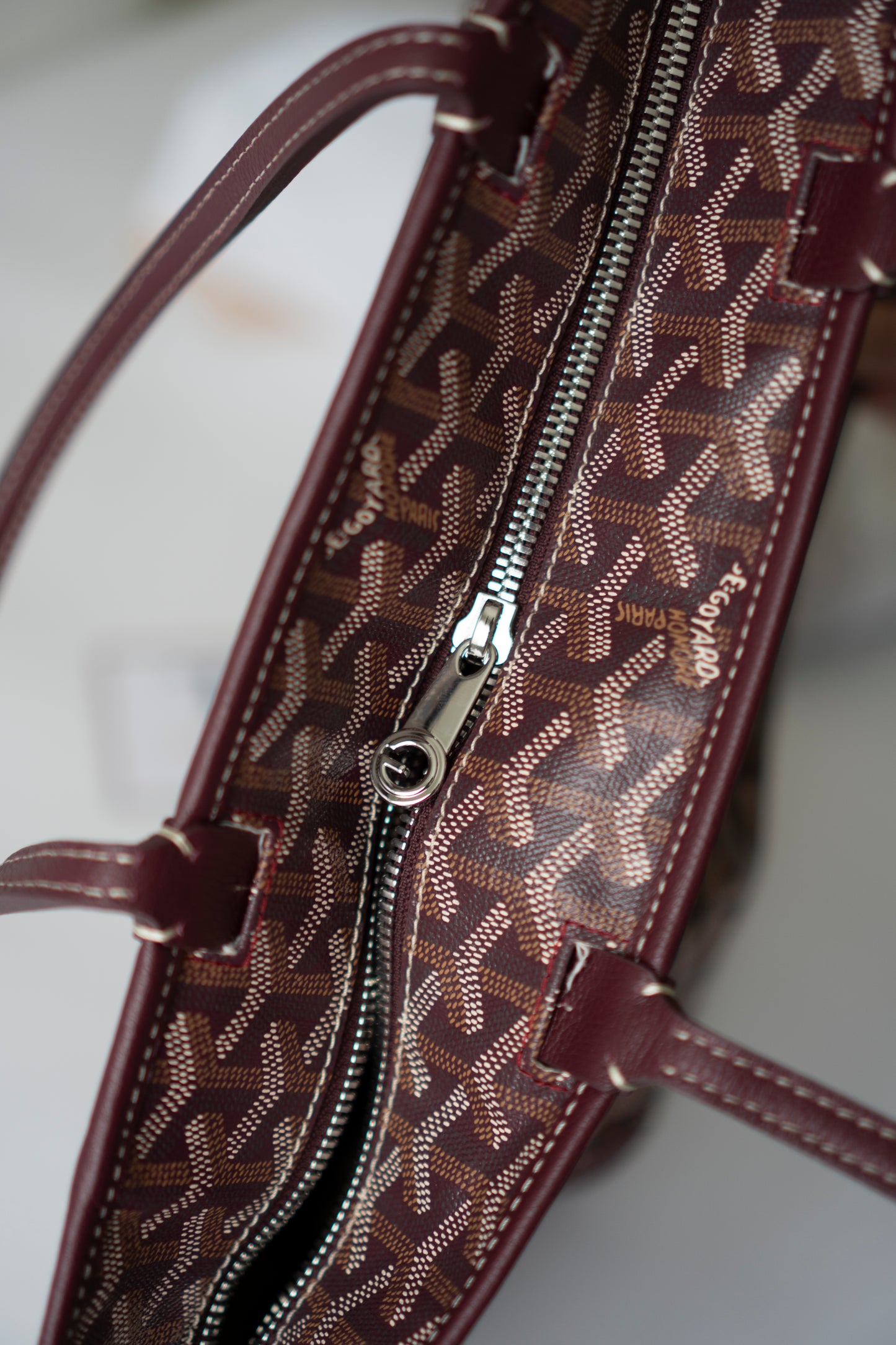 Artois PM – Burgundy Trim Coated Canvas Tote
