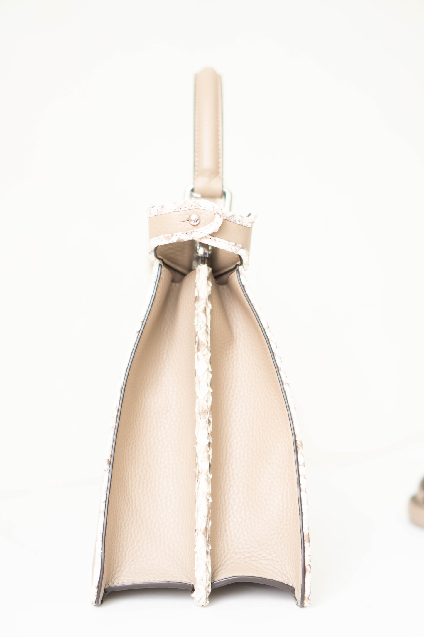 Peeka boo IseeU in Medium Taupe/Beige Calfskin Leather with Palladium Hardware
