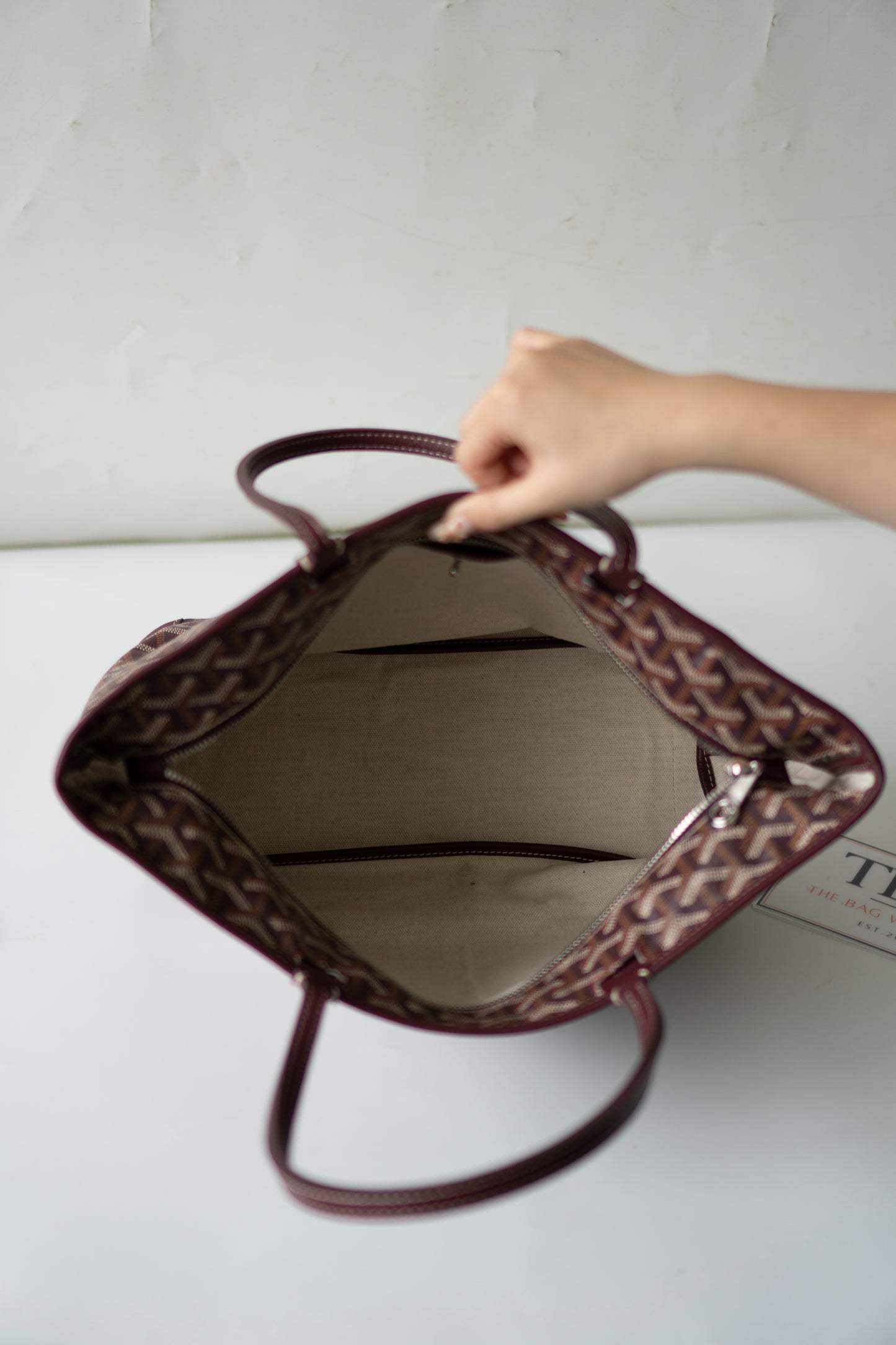 Artois PM – Burgundy Trim Coated Canvas Tote