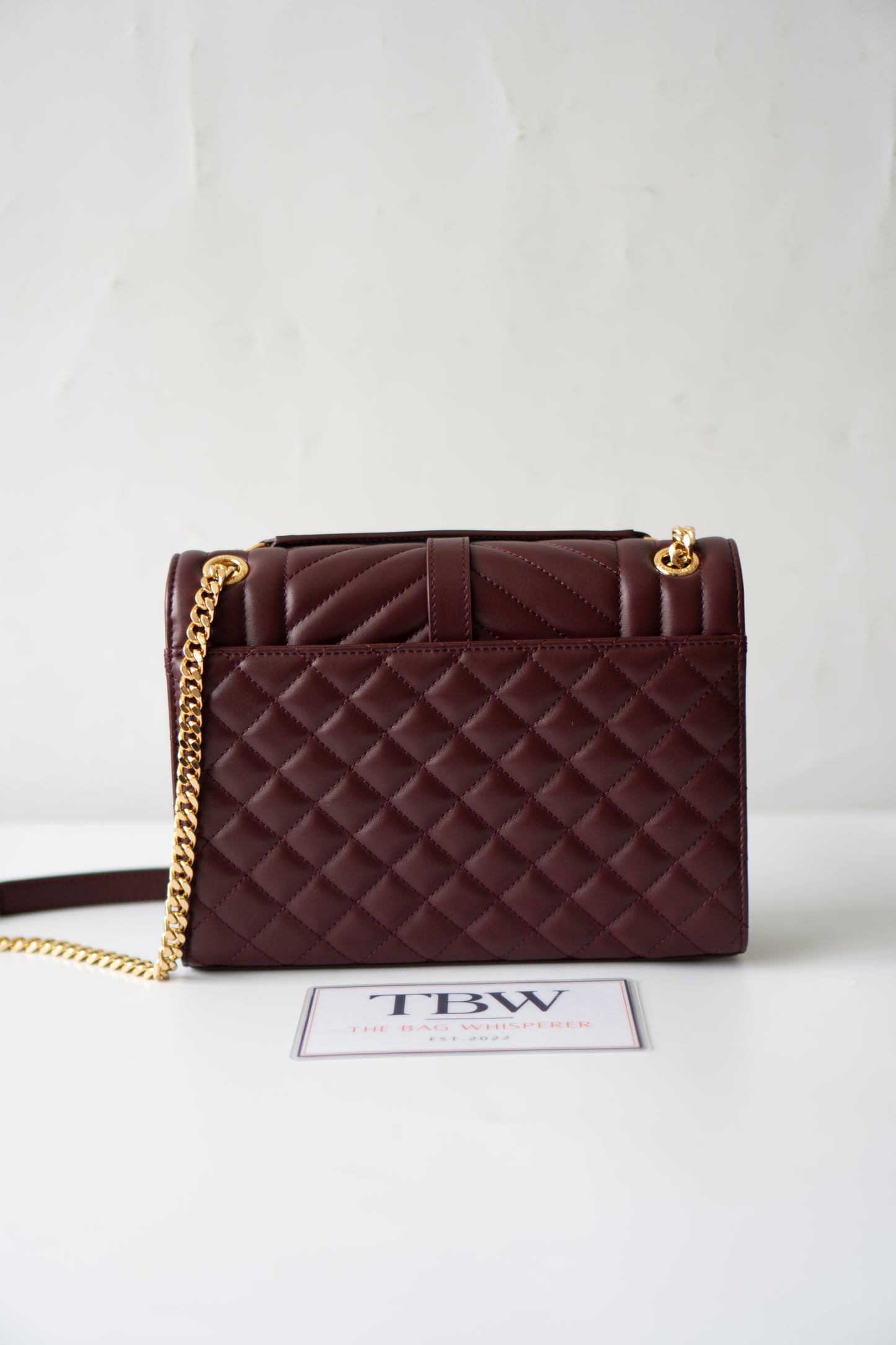 Envelope Medium – Burgundy Lambskin with Gold Hardware