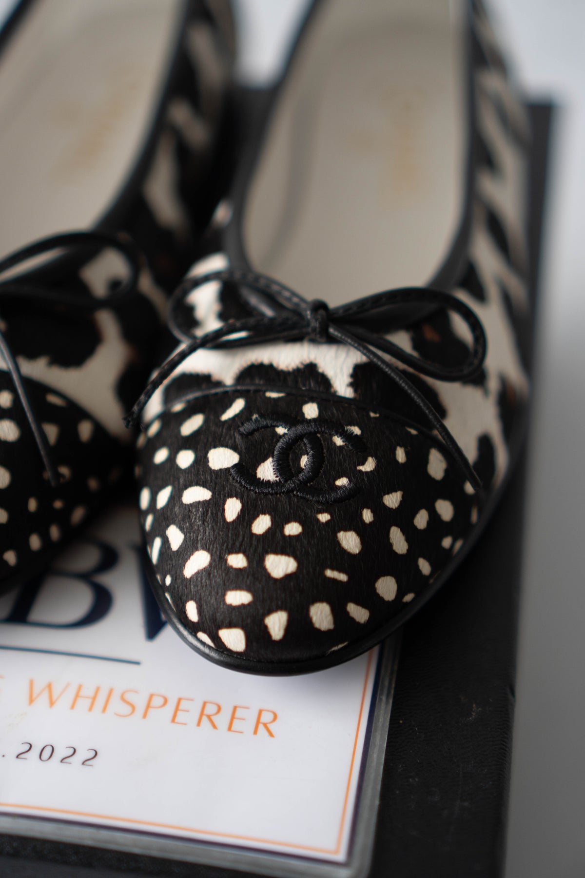 CC Leopard Print & Spotted Cap-Toe Calf Hair Ballet Flats