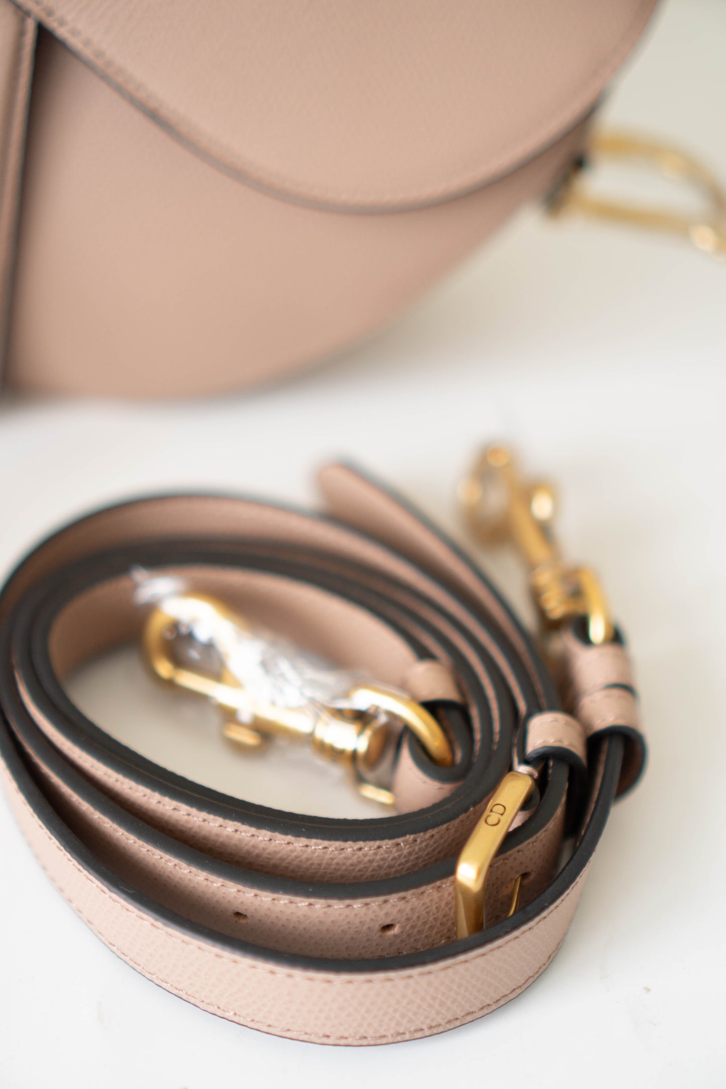 Saddle in Beige Calfskin with Gold Hardware