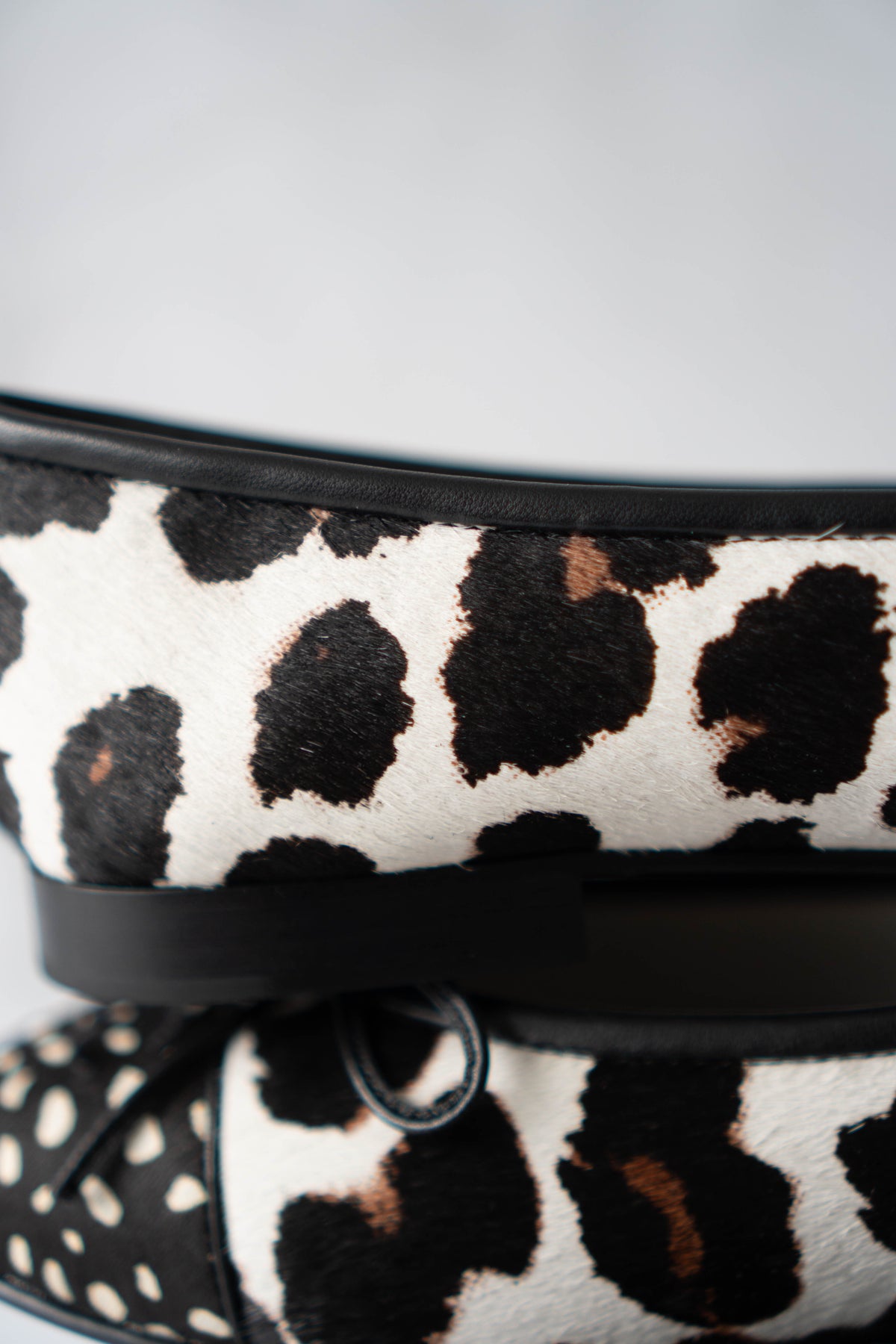 CC Leopard Print & Spotted Cap-Toe Calf Hair Ballet Flats