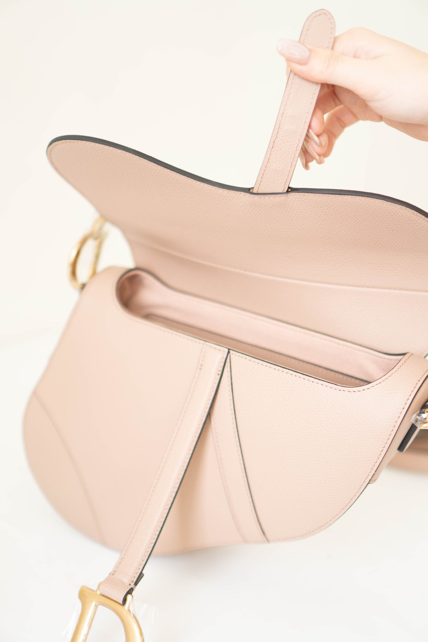 Saddle in Beige Calfskin with Gold Hardware