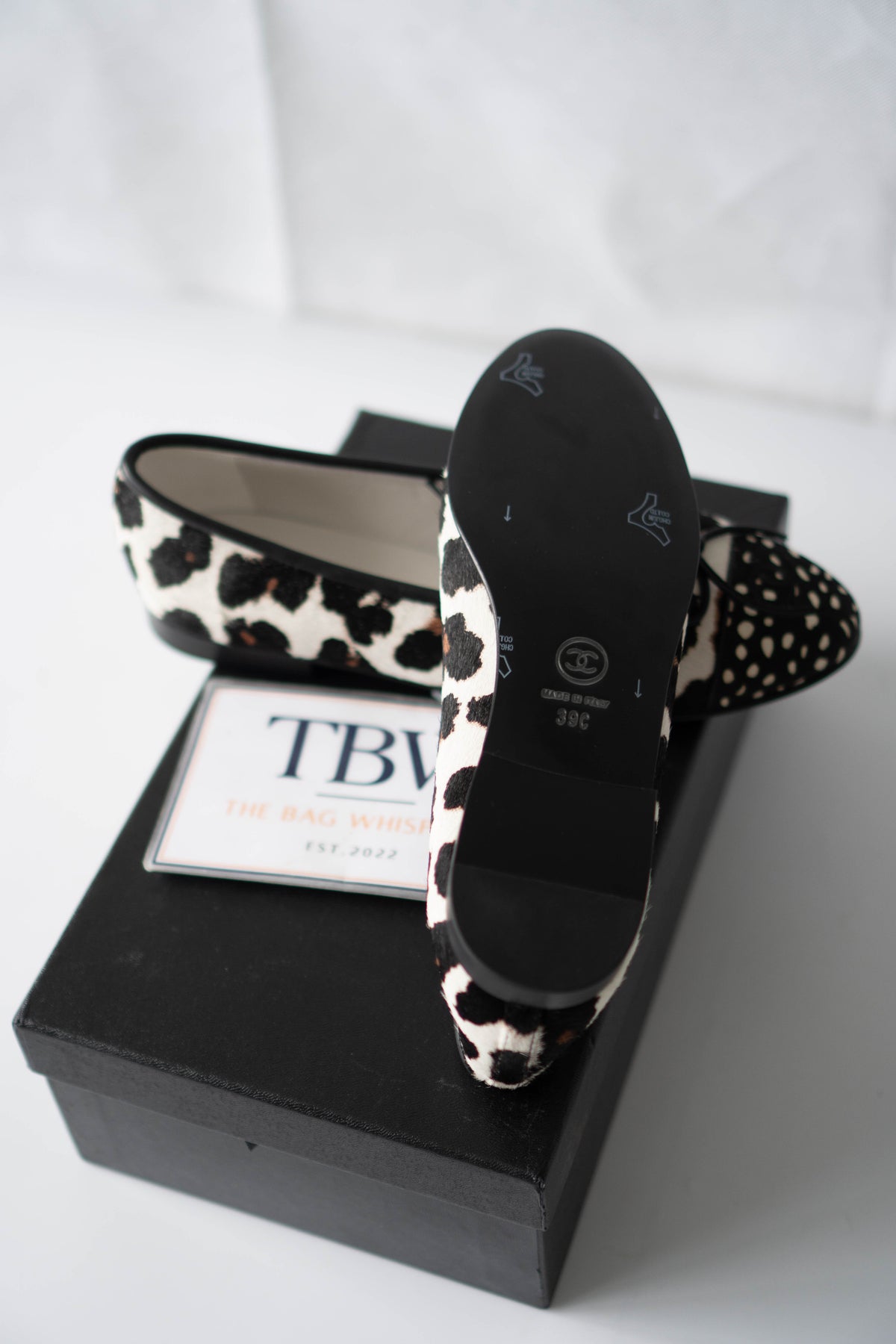 CC Leopard Print & Spotted Cap-Toe Calf Hair Ballet Flats