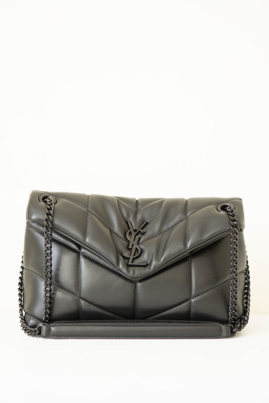 Loulou Puffer in Small Black Lambskin with Black Hardware
