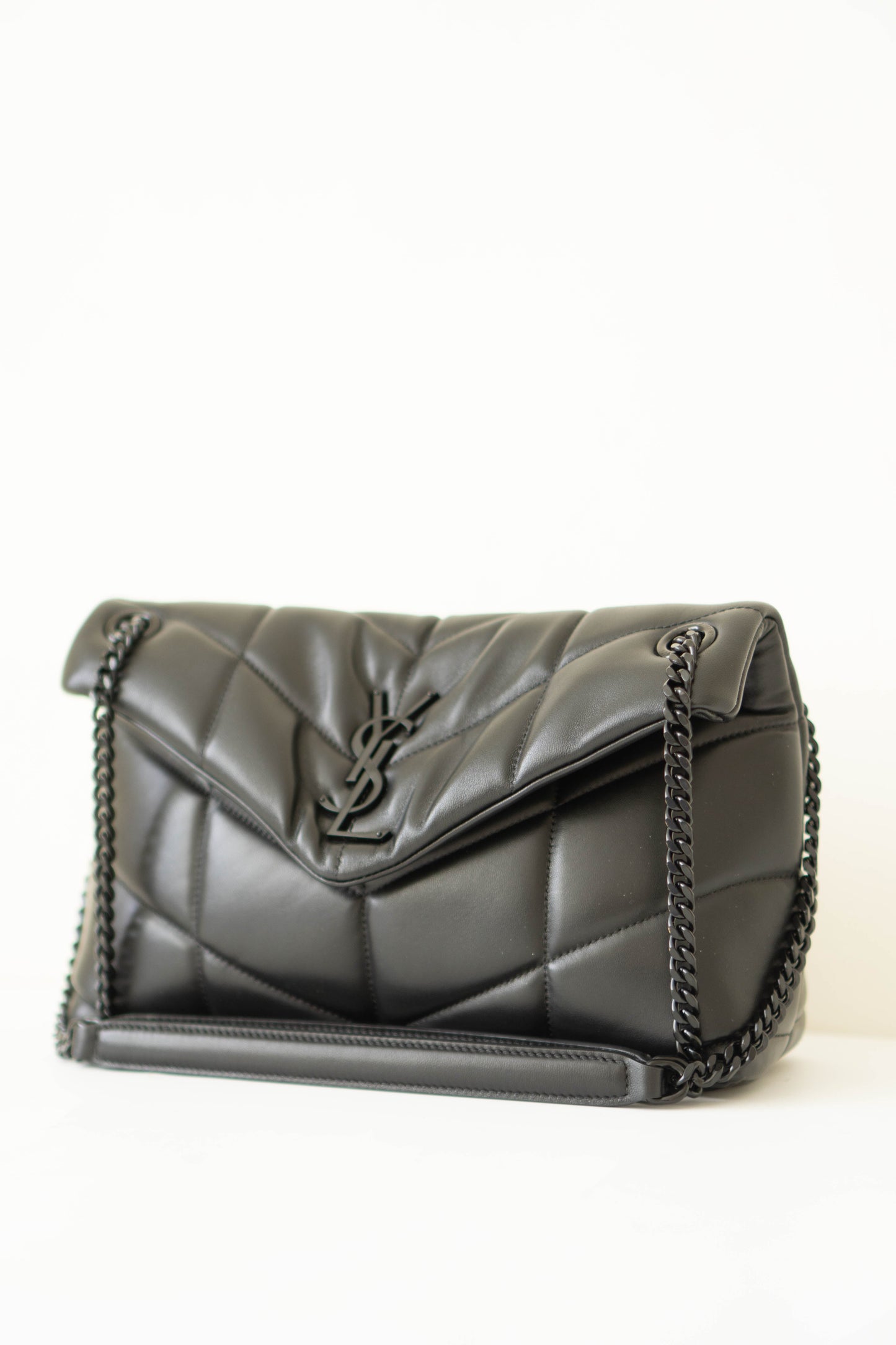 Loulou Puffer in Small Black Lambskin with Black Hardware
